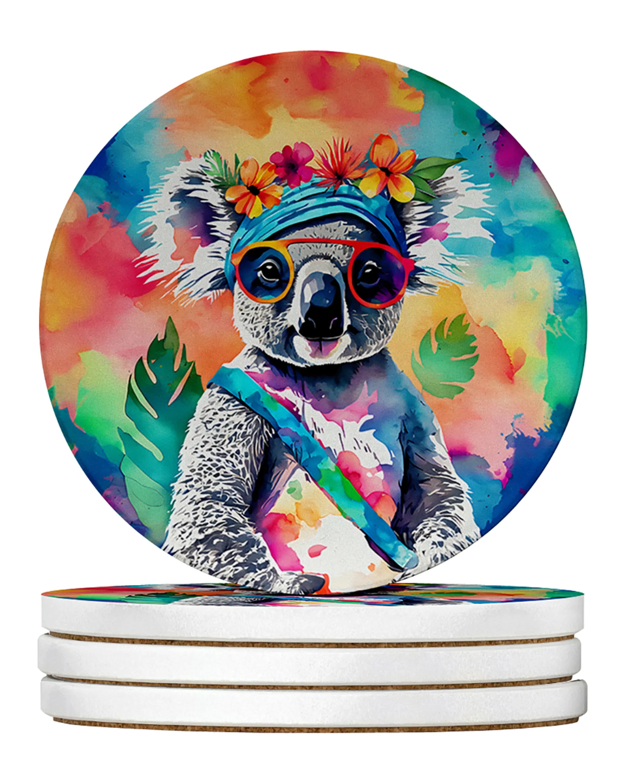 Hippie Animals Large Sandstone Coasters