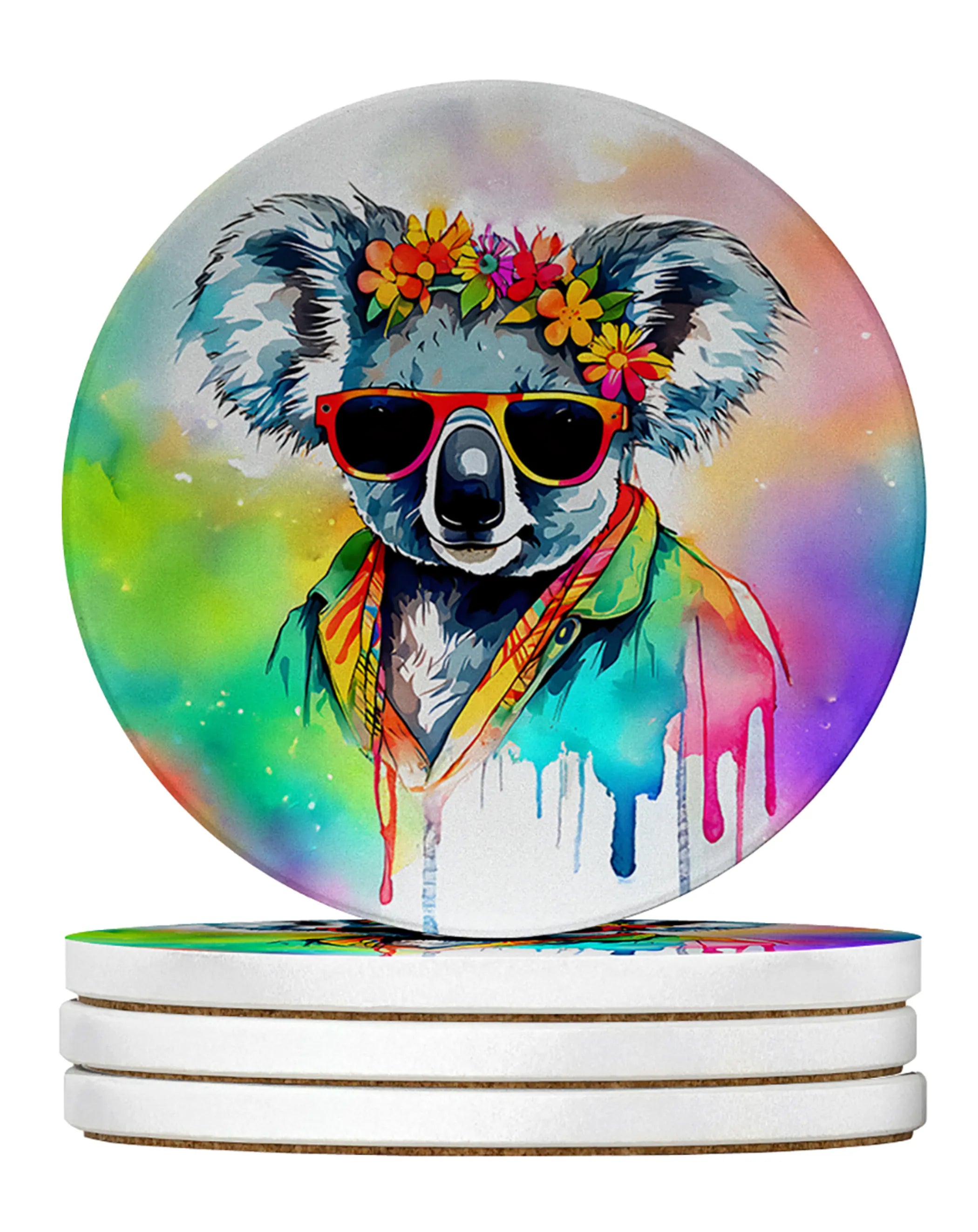 Hippie Animals Large Sandstone Coasters