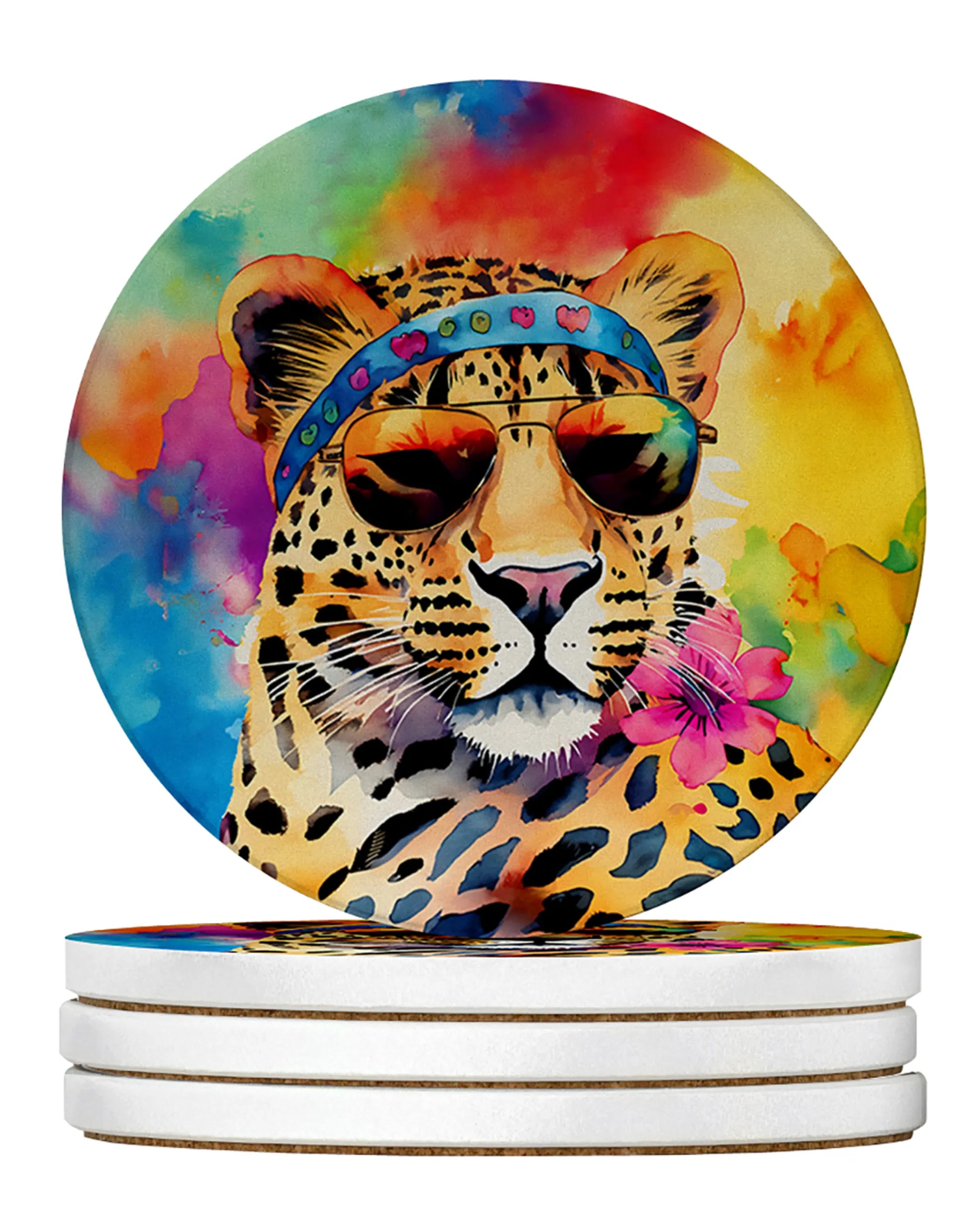 Hippie Animals Large Sandstone Coasters