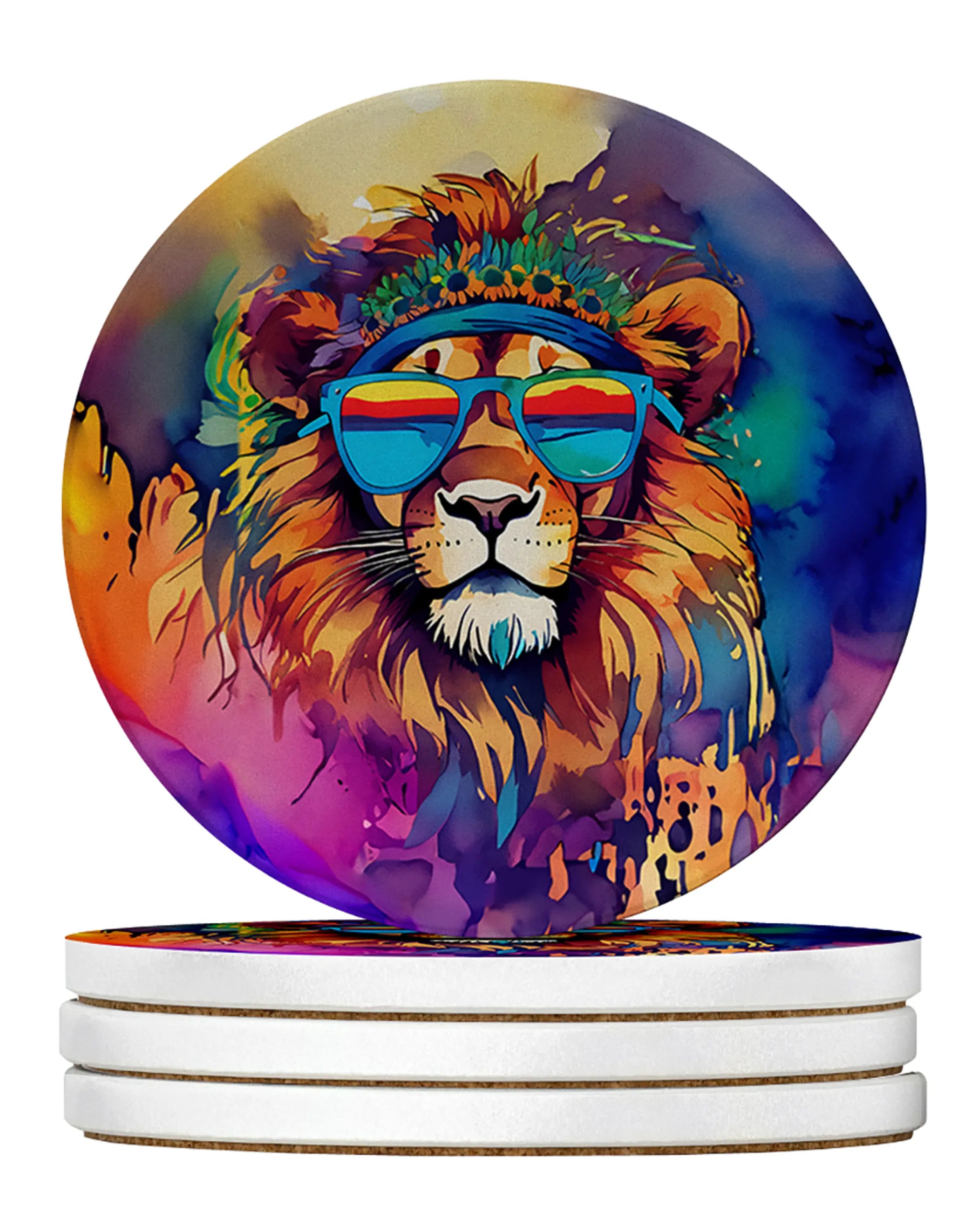 Hippie Animals Large Sandstone Coasters