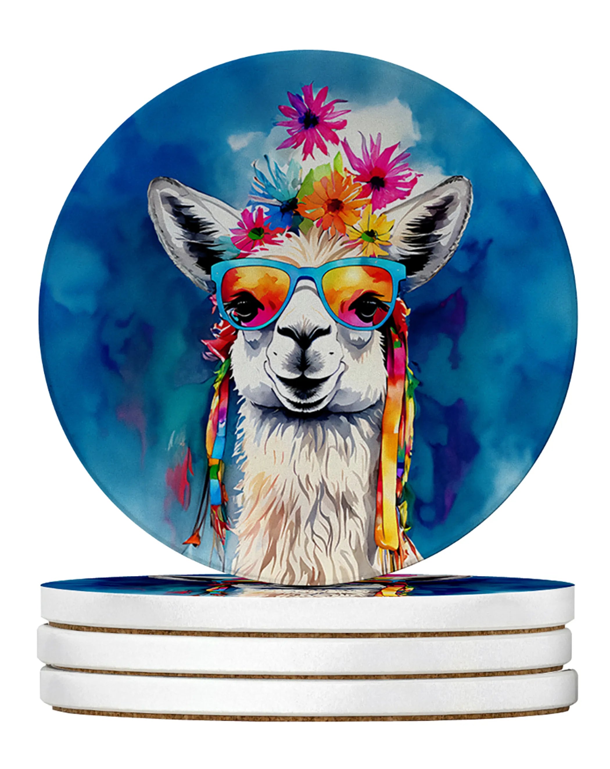 Hippie Animals Large Sandstone Coasters