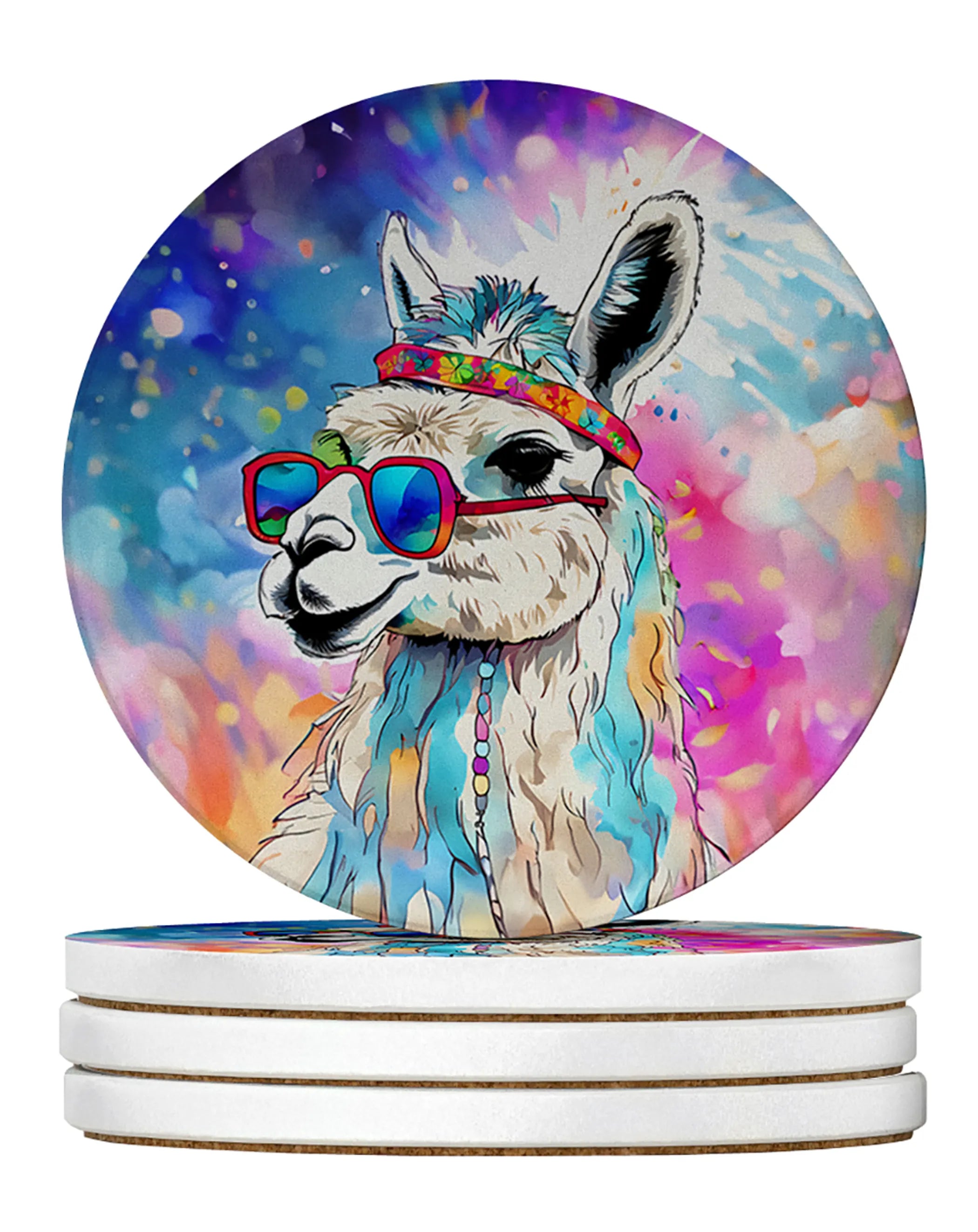 Hippie Animals Large Sandstone Coasters