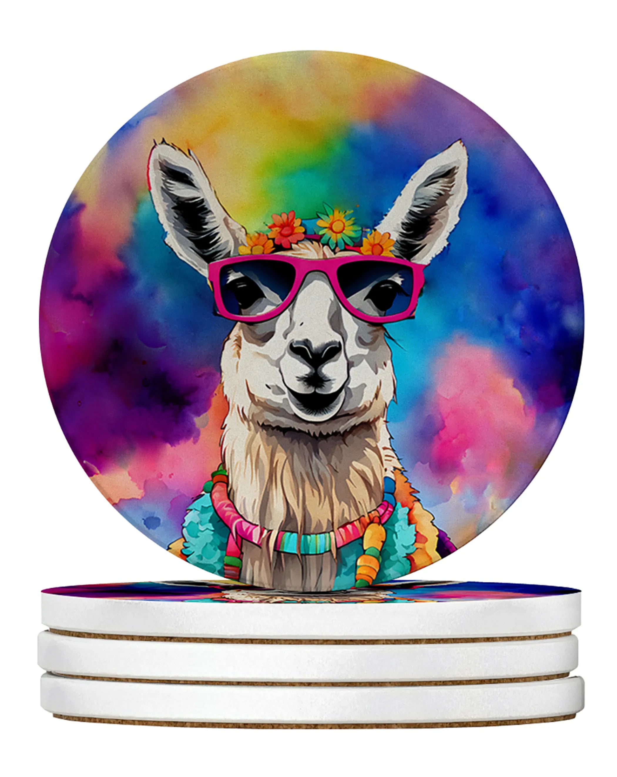 Hippie Animals Large Sandstone Coasters