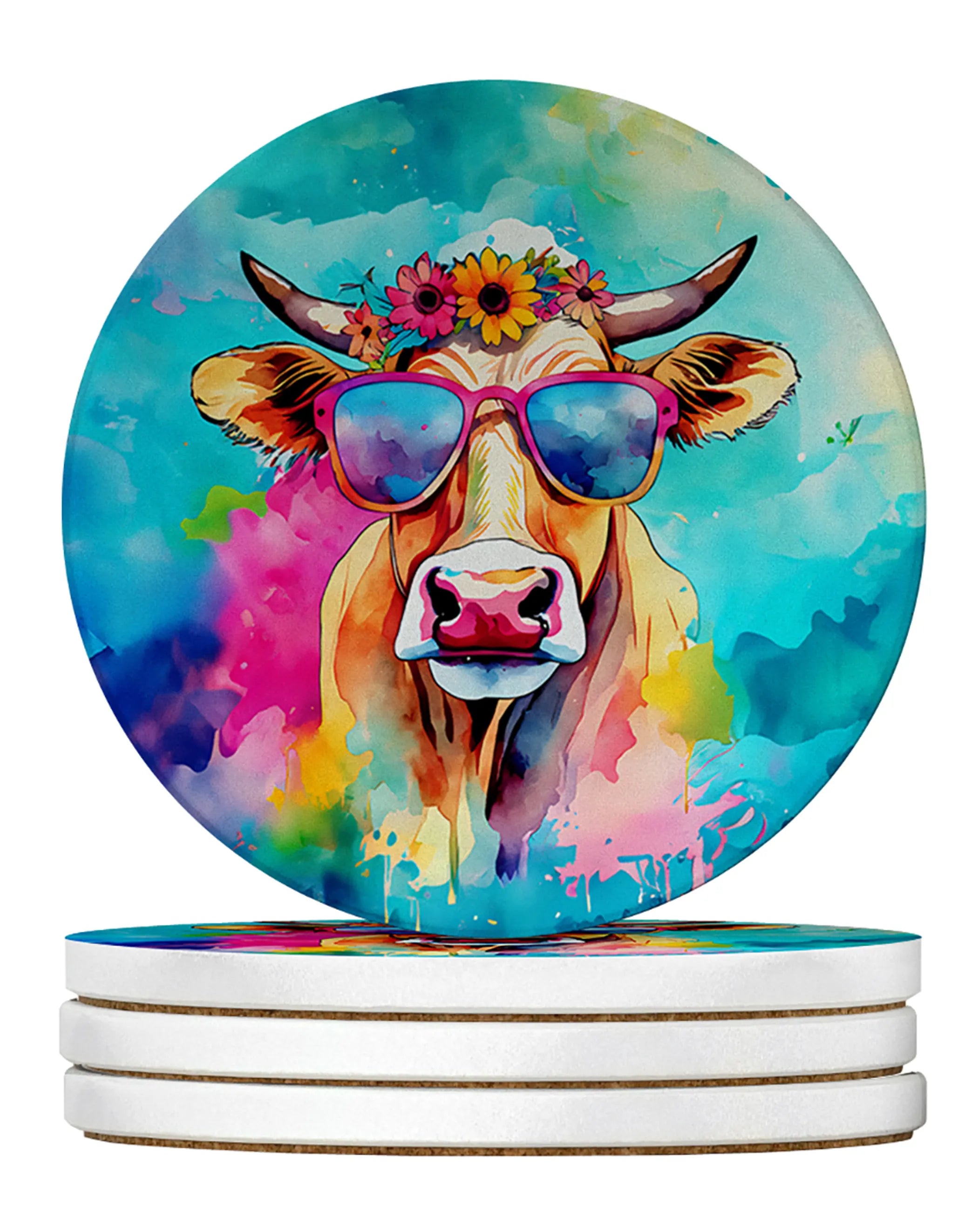 Hippie Animals Large Sandstone Coasters