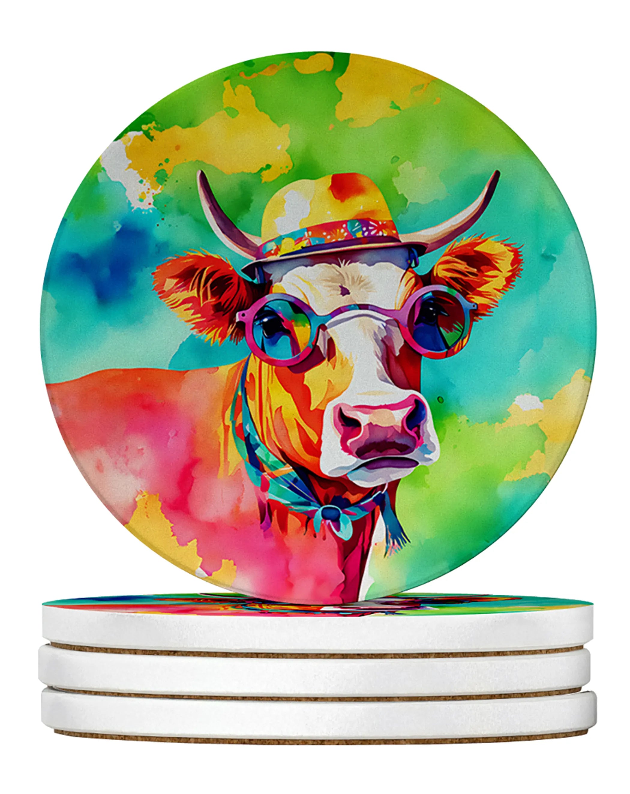 Hippie Animals Large Sandstone Coasters