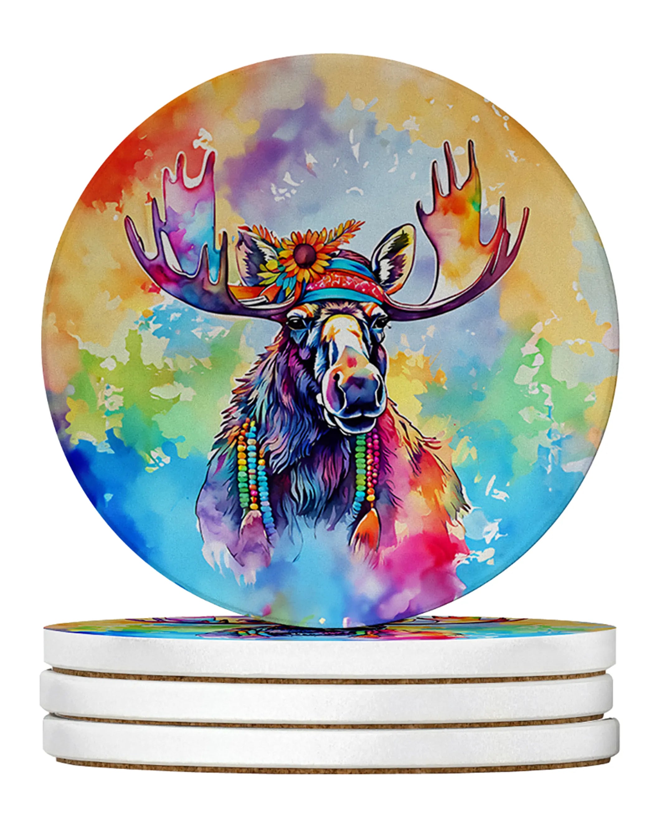 Hippie Animals Large Sandstone Coasters