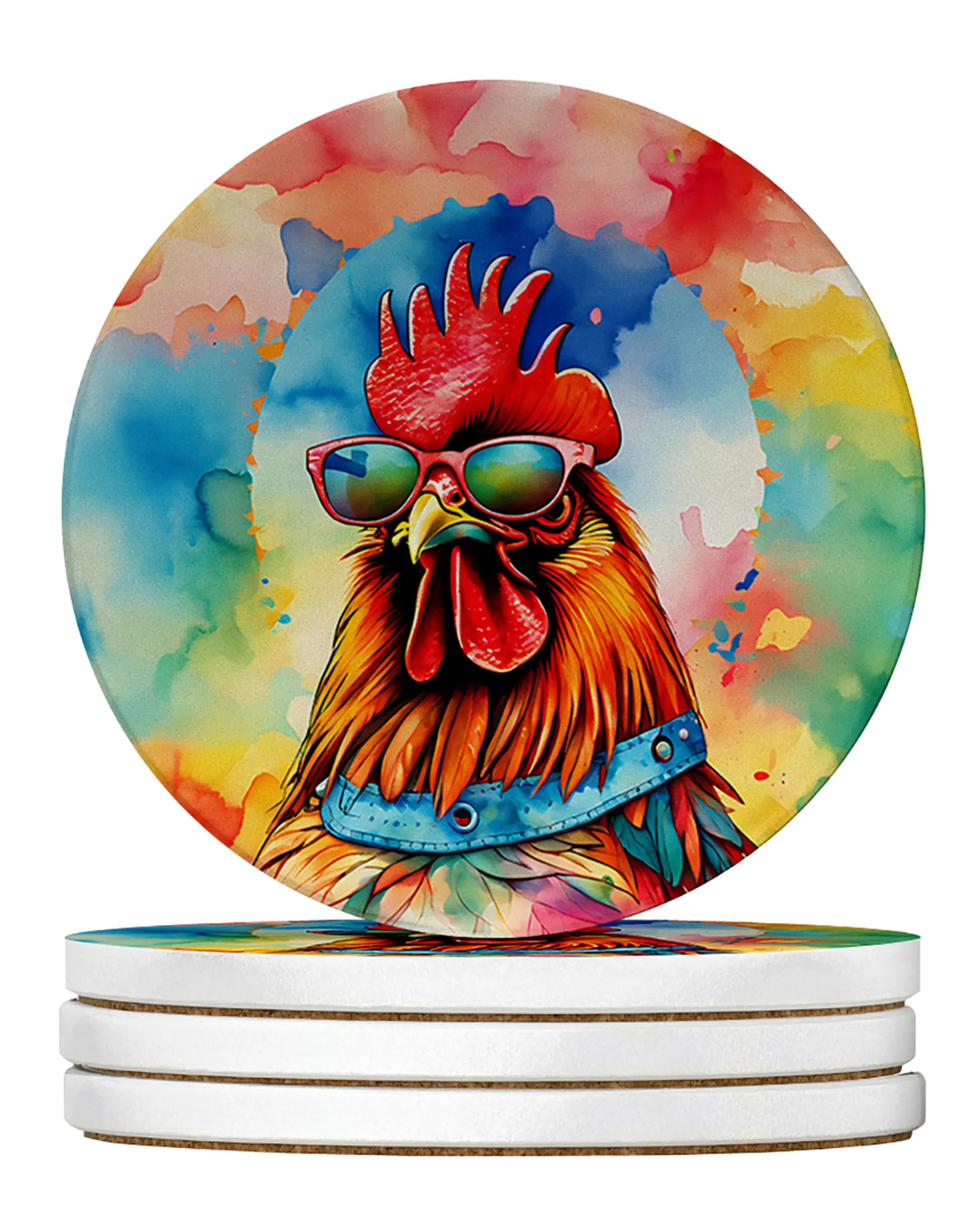 Hippie Animals Large Sandstone Coasters