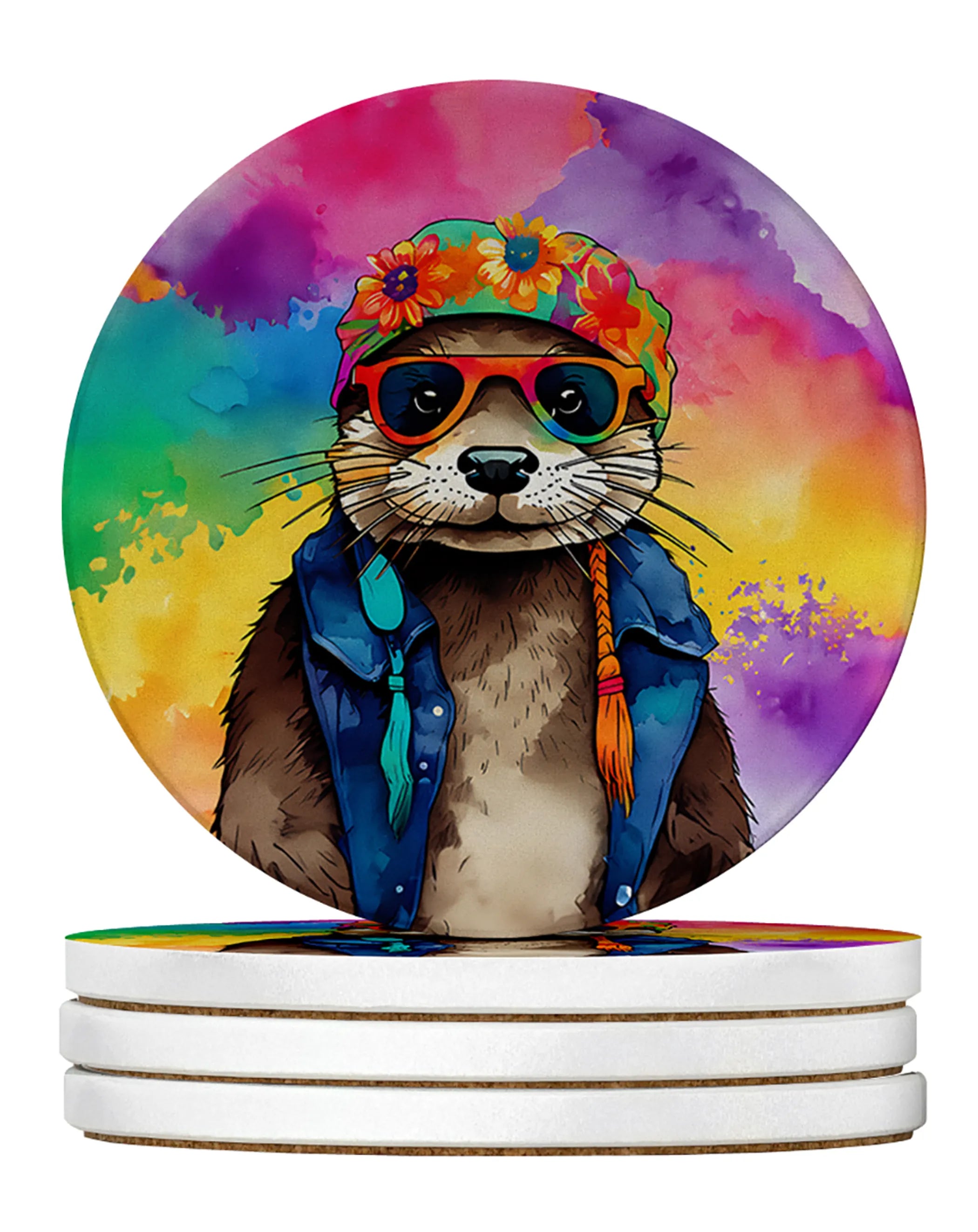 Hippie Animals Large Sandstone Coasters