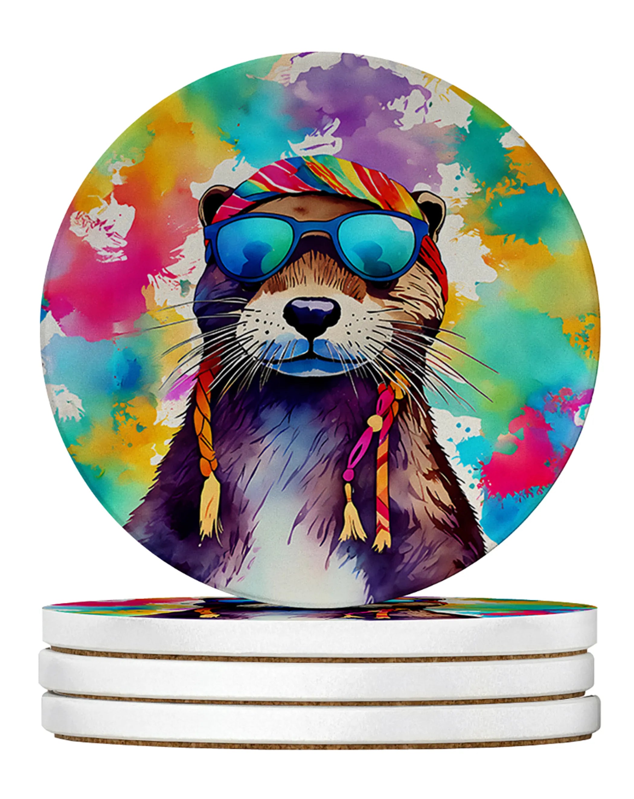 Hippie Animals Large Sandstone Coasters