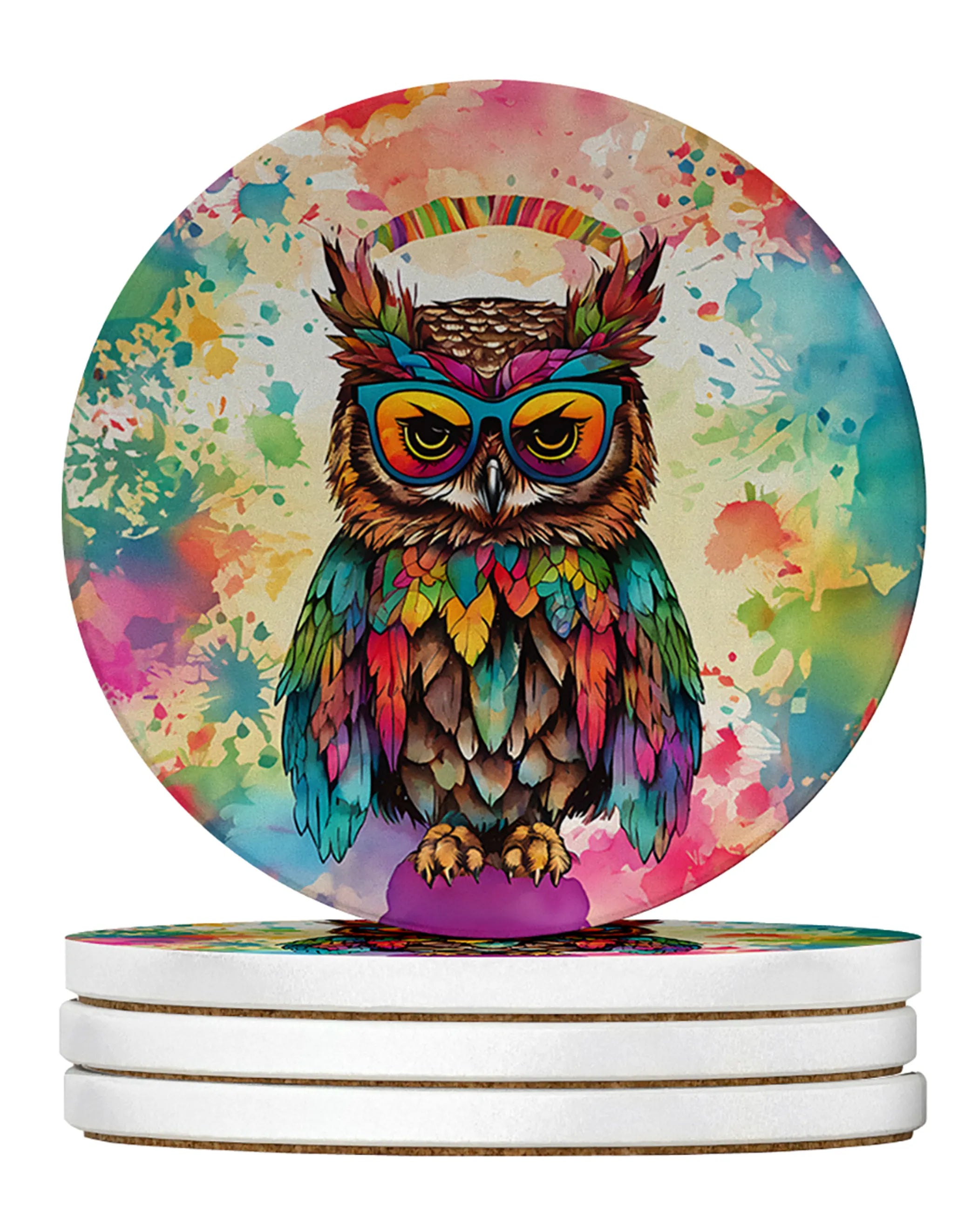 Hippie Animals Large Sandstone Coasters