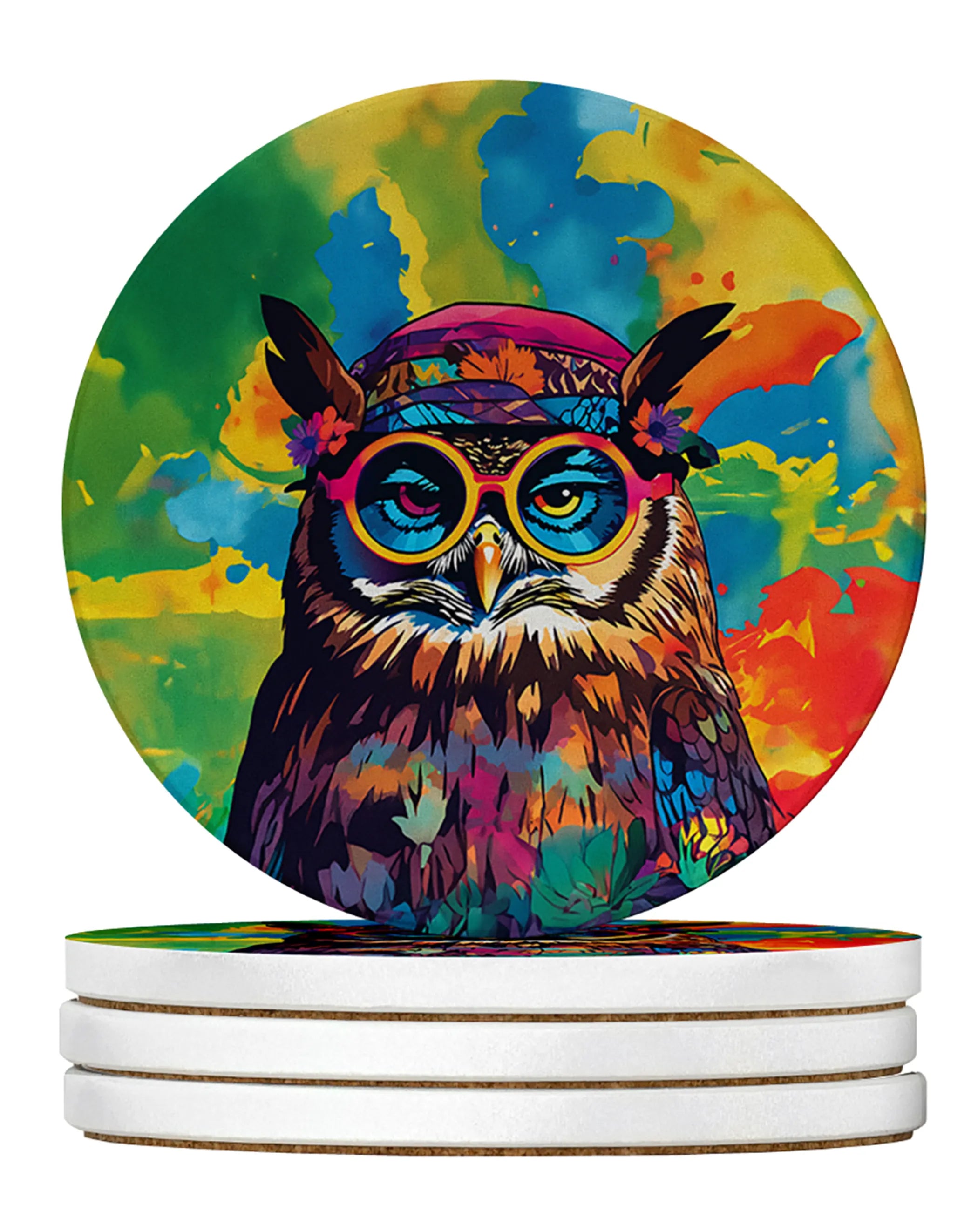Hippie Animals Large Sandstone Coasters