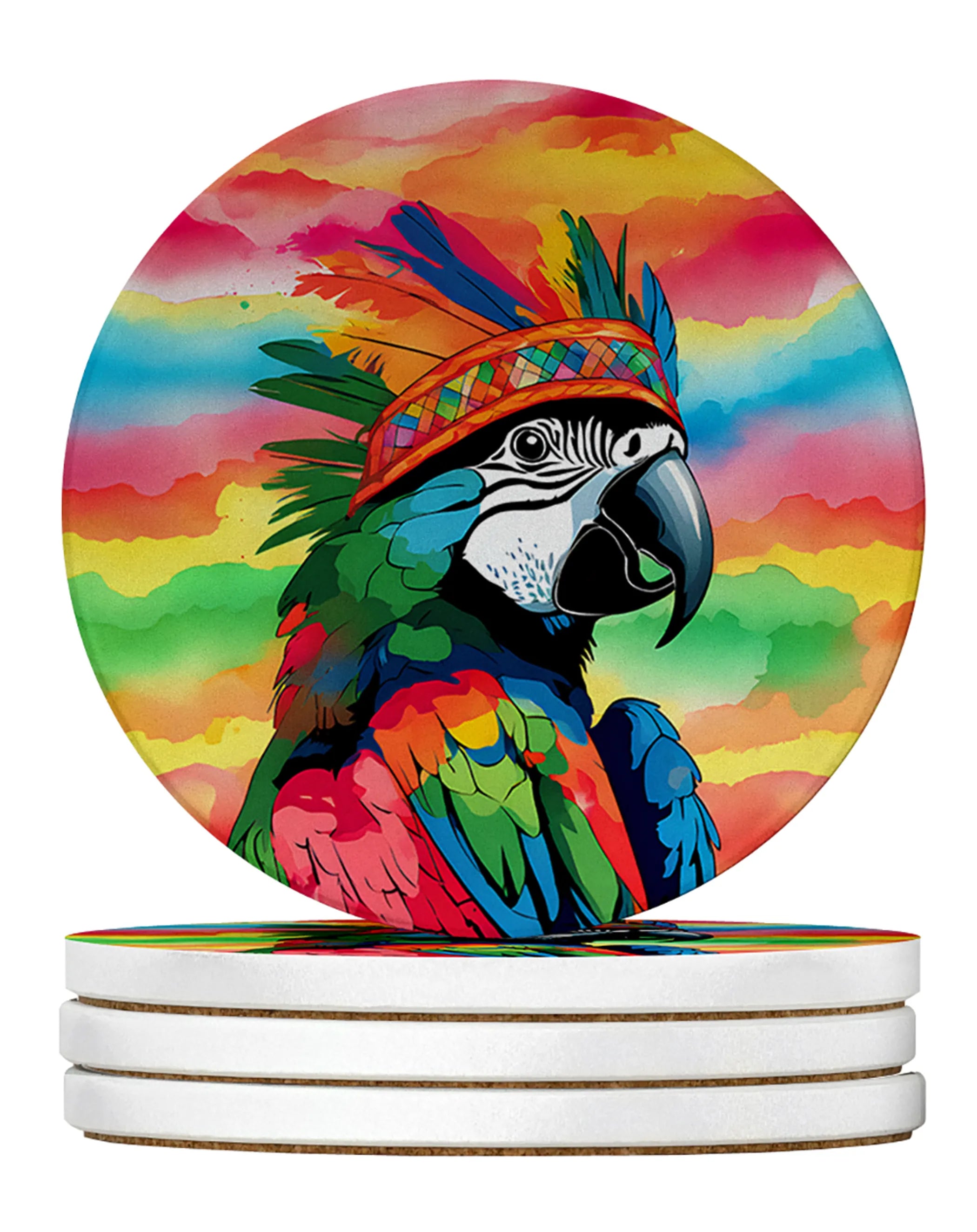 Hippie Animals Large Sandstone Coasters
