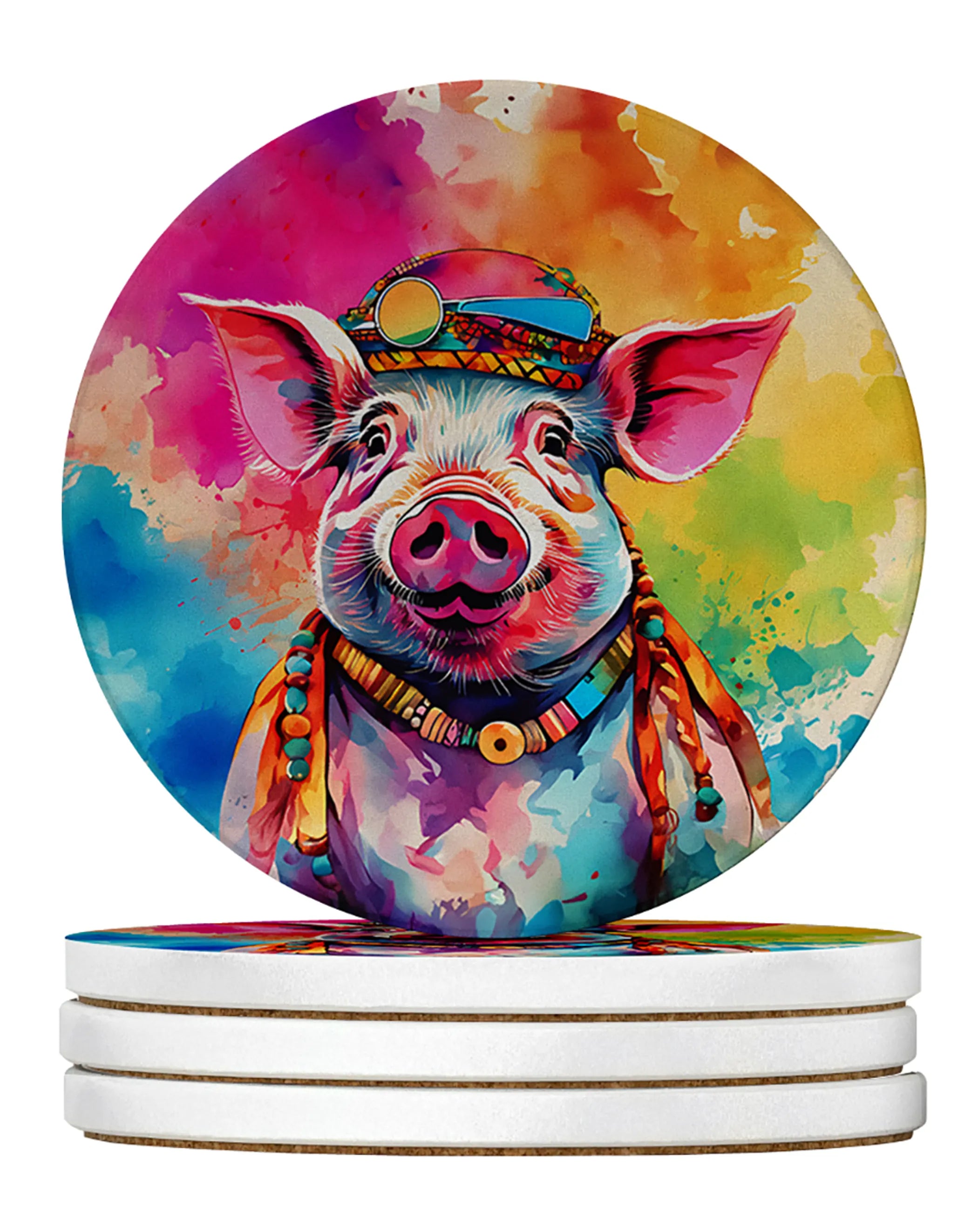 Hippie Animals Large Sandstone Coasters