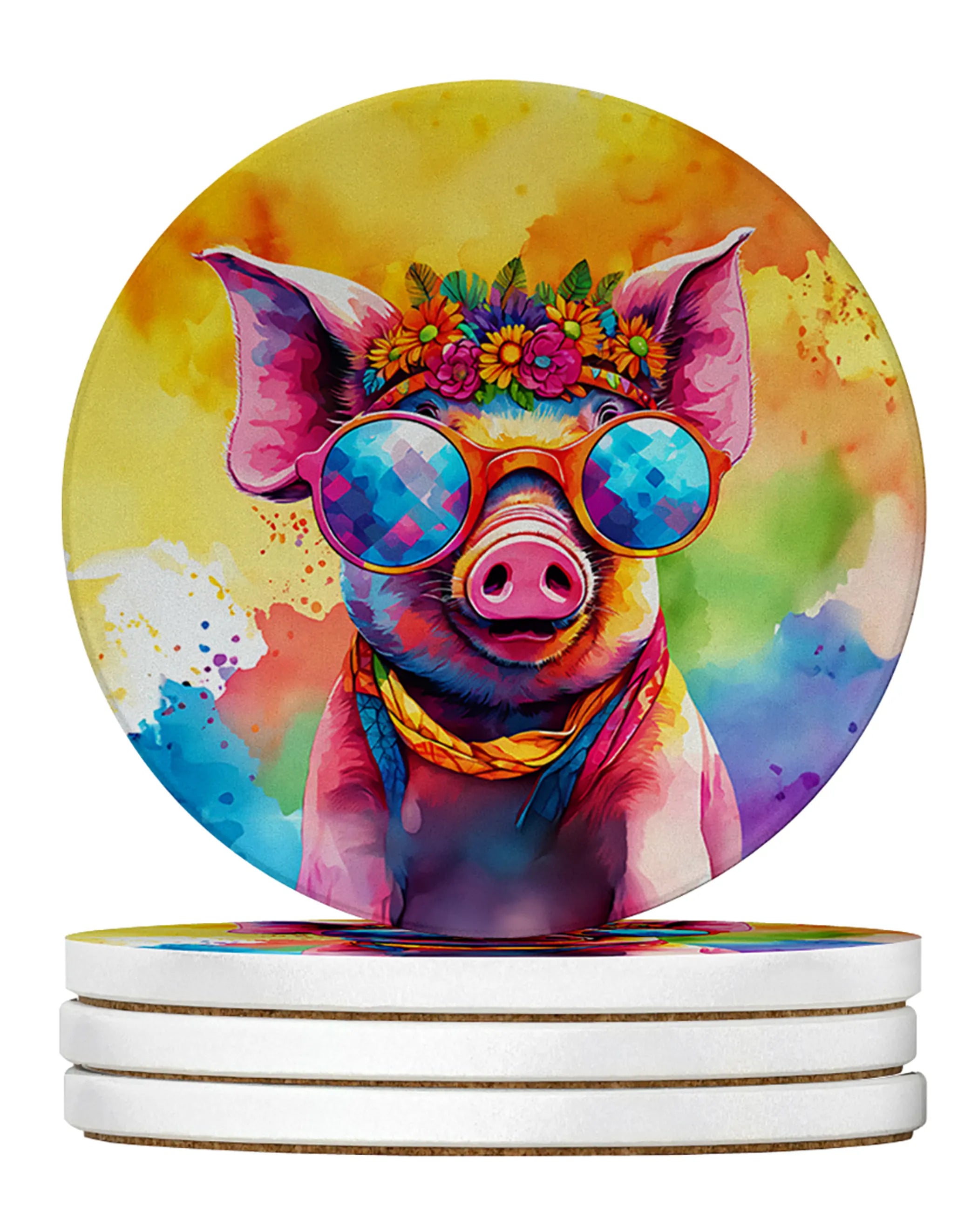 Hippie Animals Large Sandstone Coasters