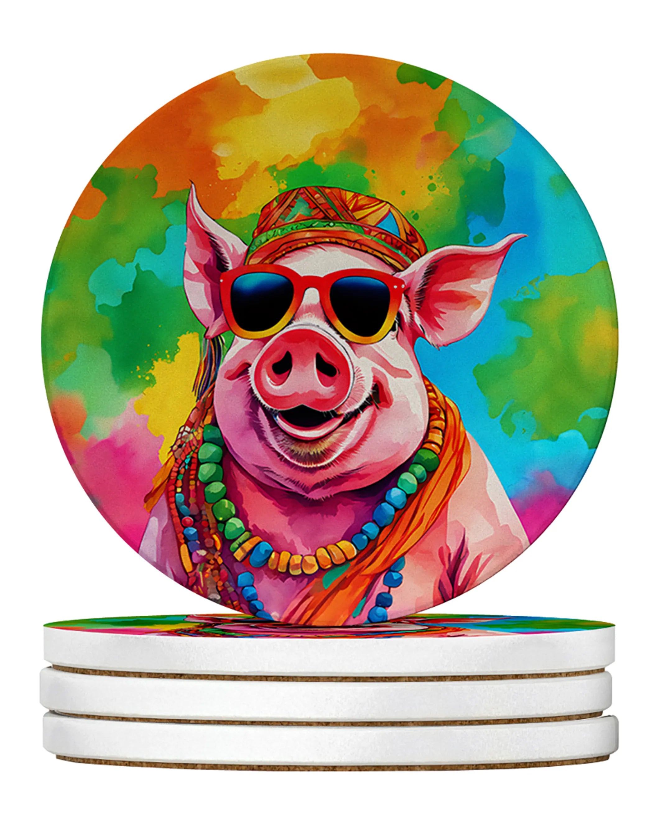 Hippie Animals Large Sandstone Coasters
