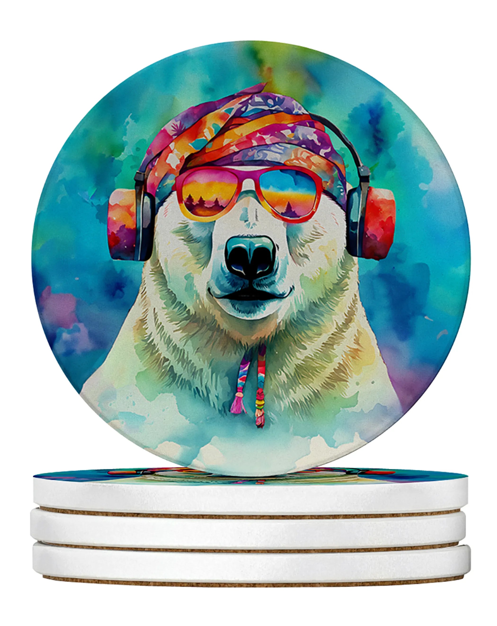 Hippie Animals Large Sandstone Coasters