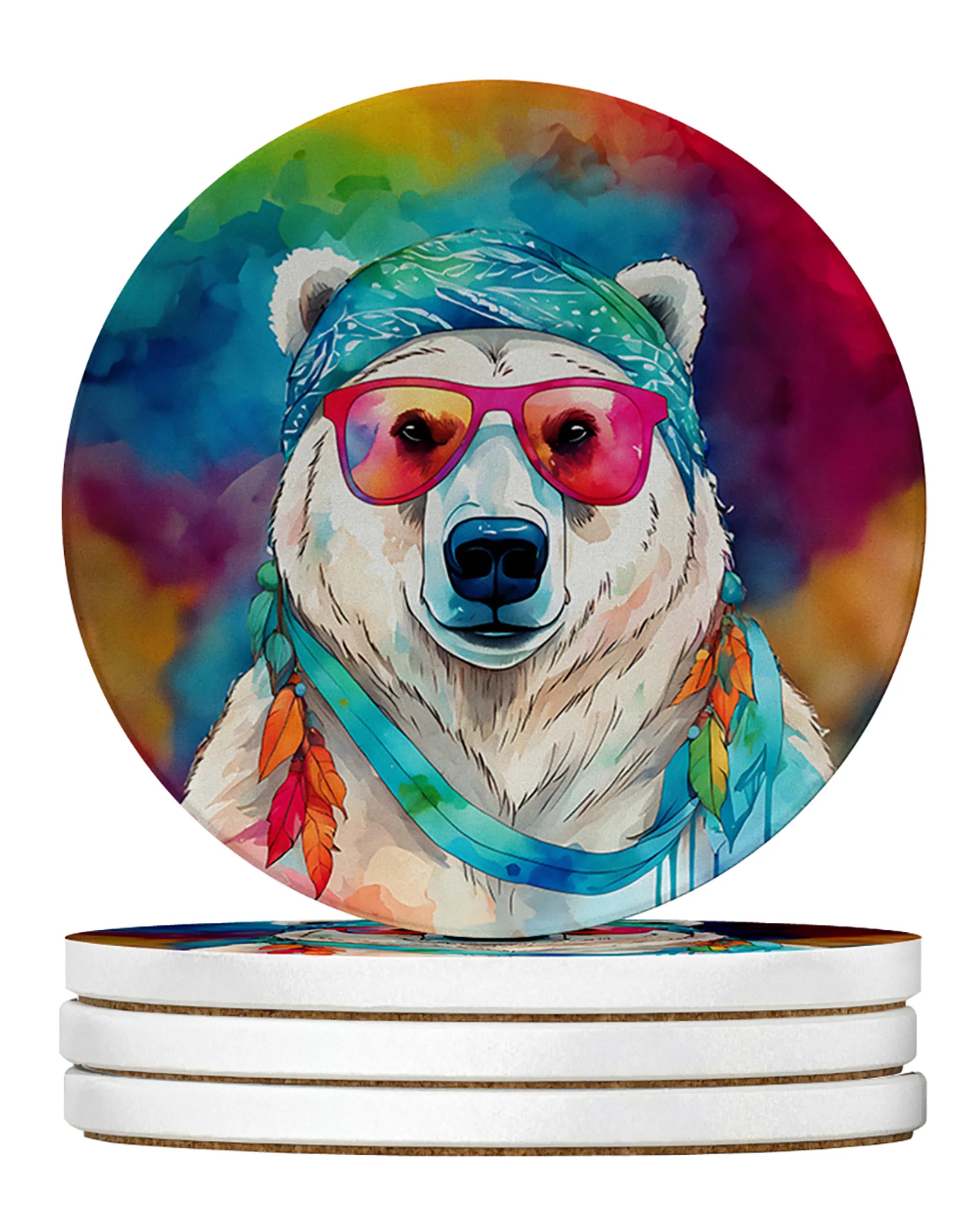 Hippie Animals Large Sandstone Coasters