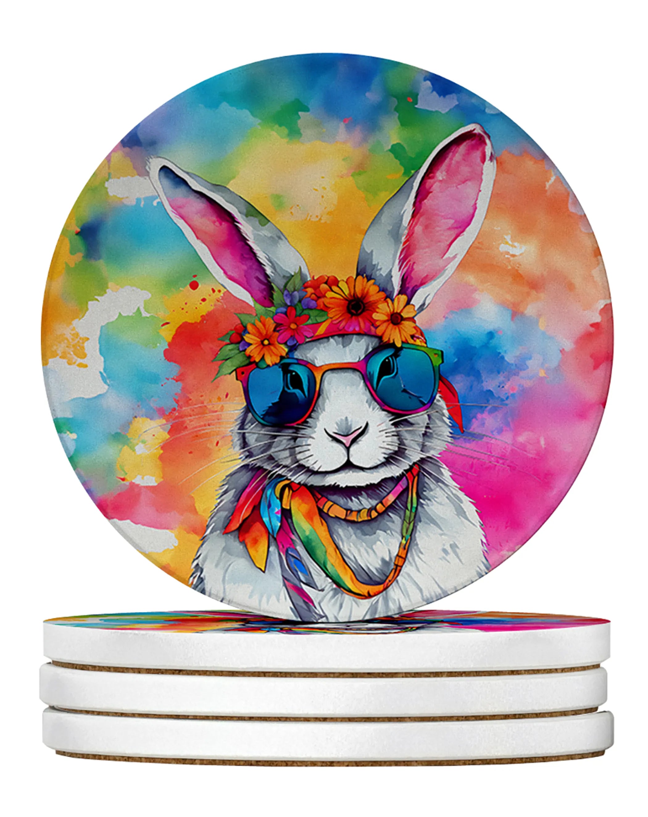 Hippie Animals Large Sandstone Coasters