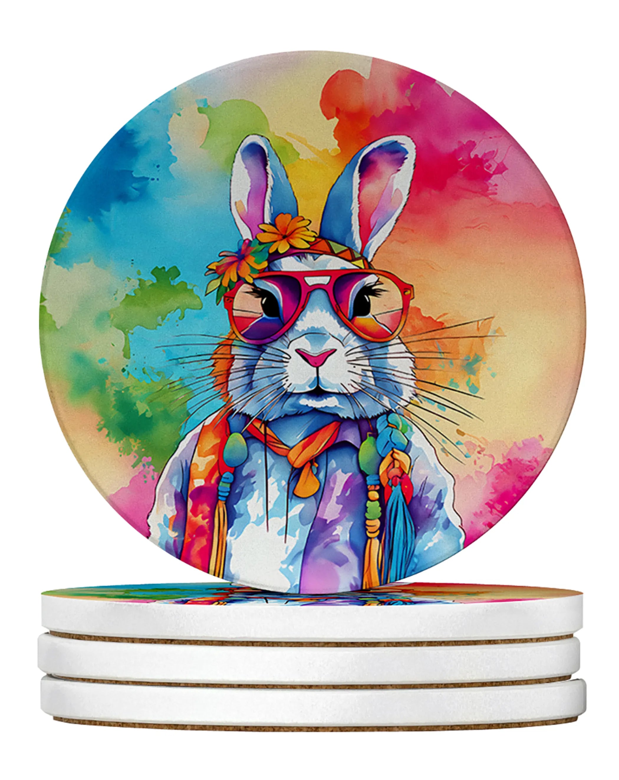 Hippie Animals Large Sandstone Coasters