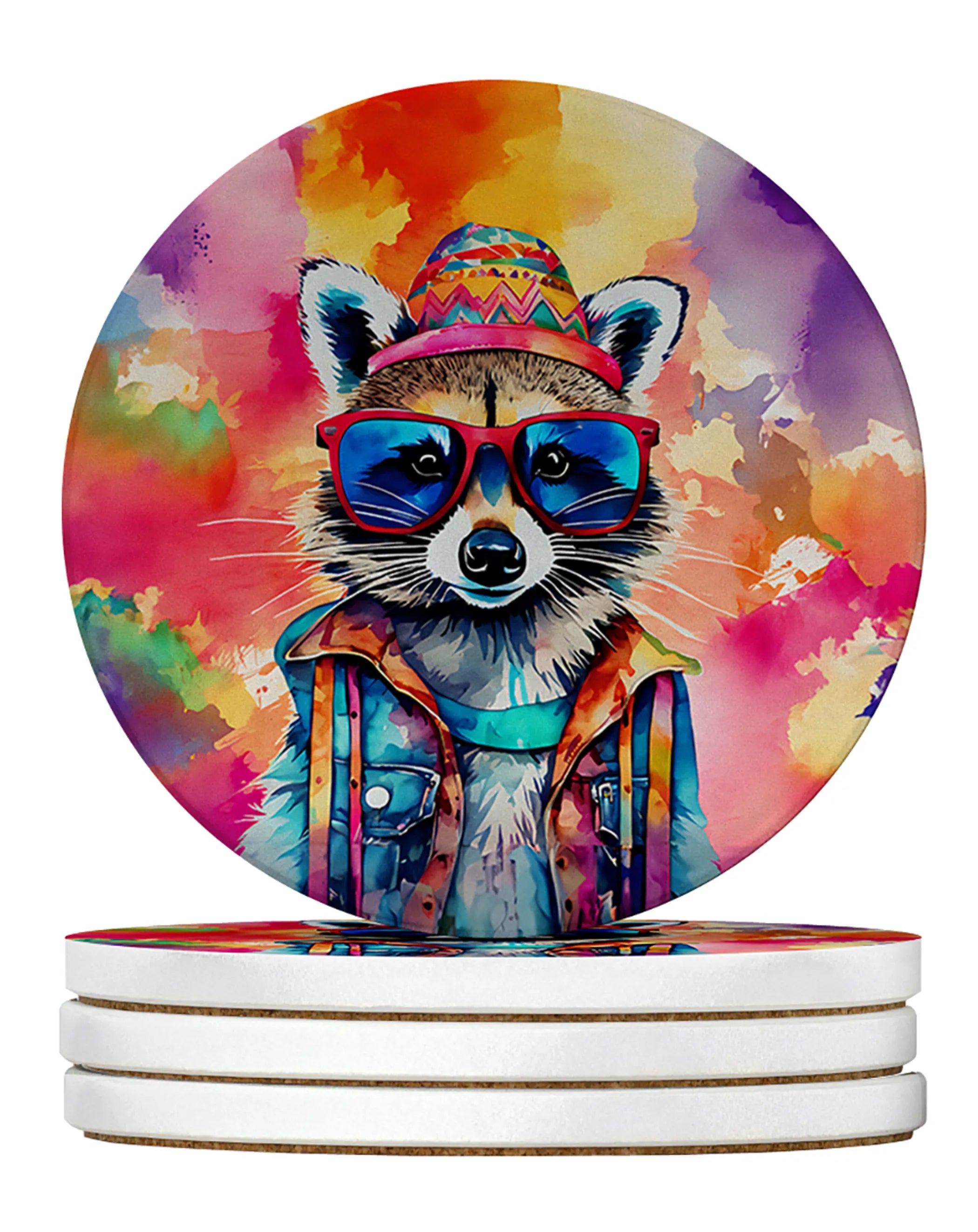 Hippie Animals Large Sandstone Coasters