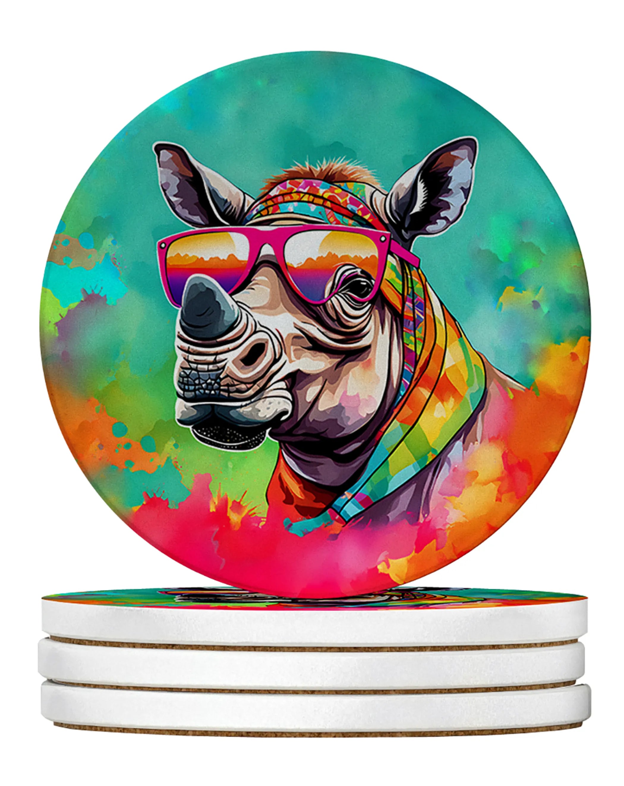 Hippie Animals Large Sandstone Coasters
