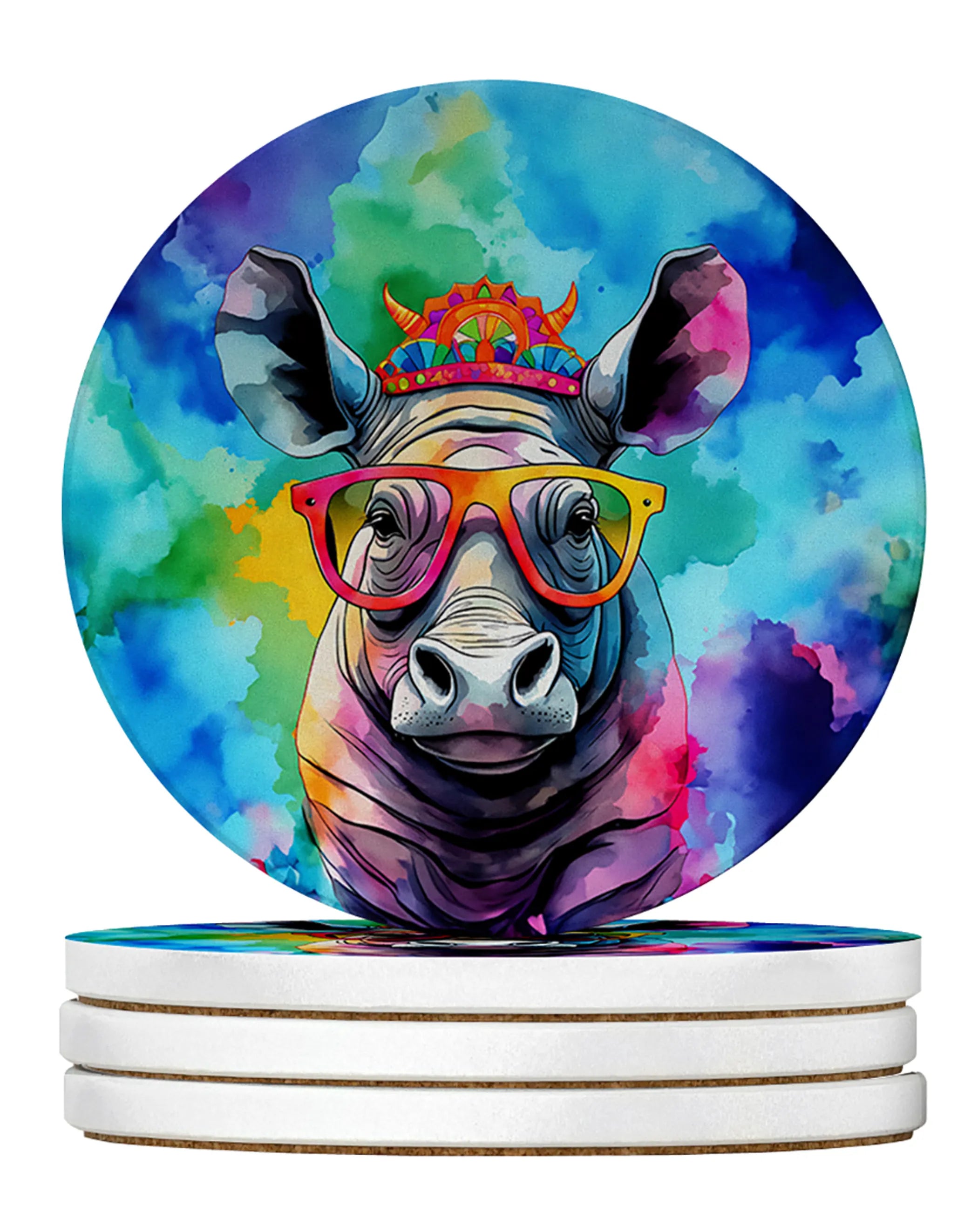 Hippie Animals Large Sandstone Coasters