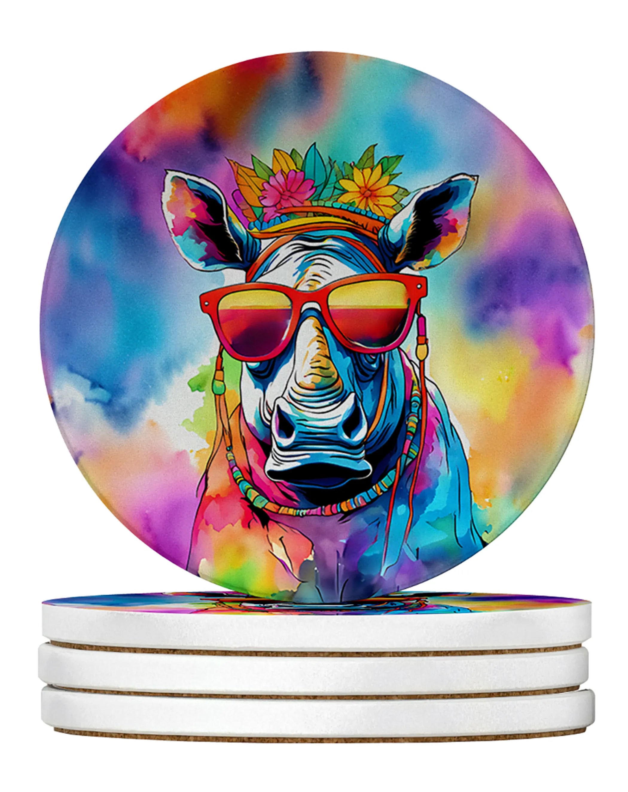 Hippie Animals Large Sandstone Coasters