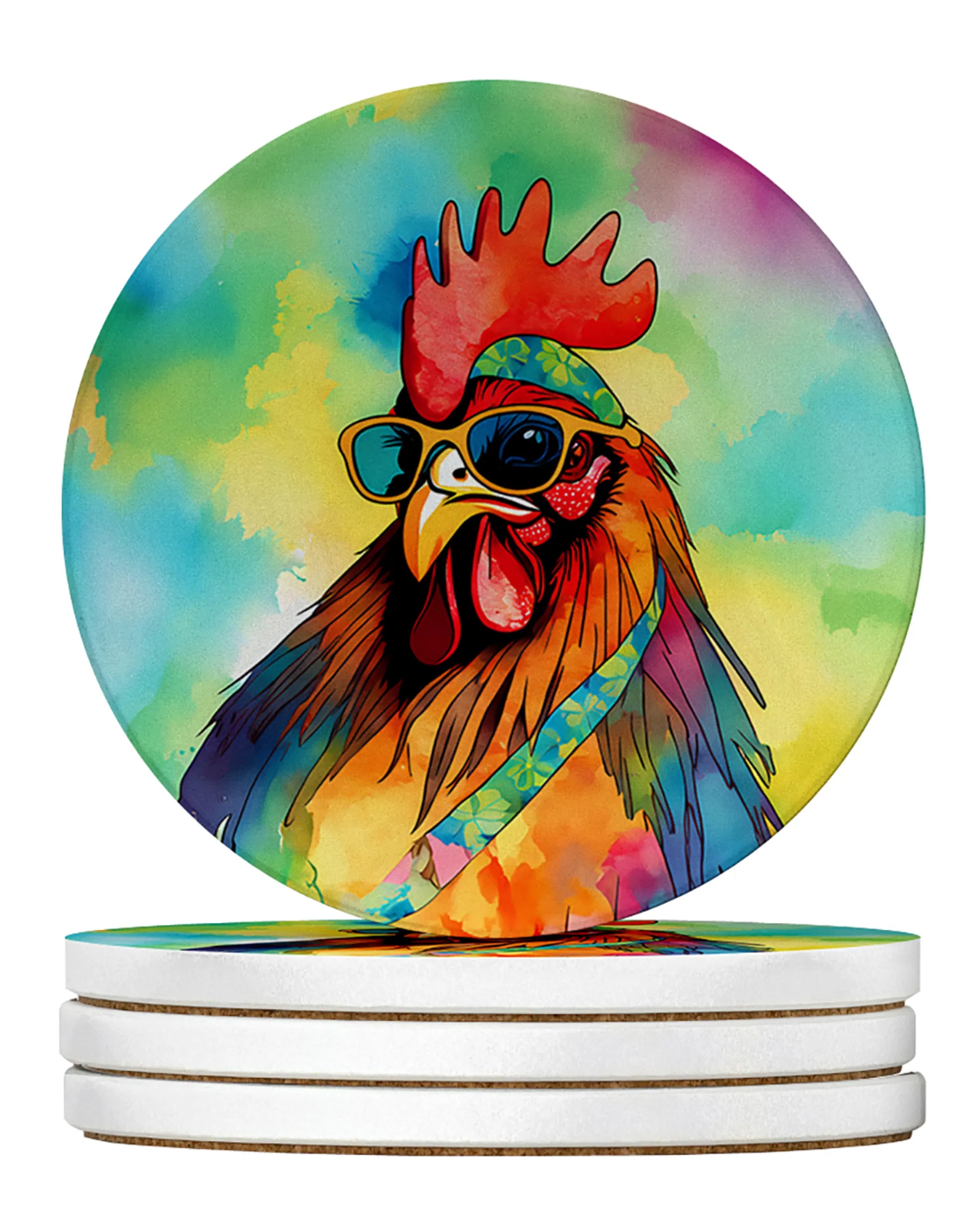 Hippie Animals Large Sandstone Coasters