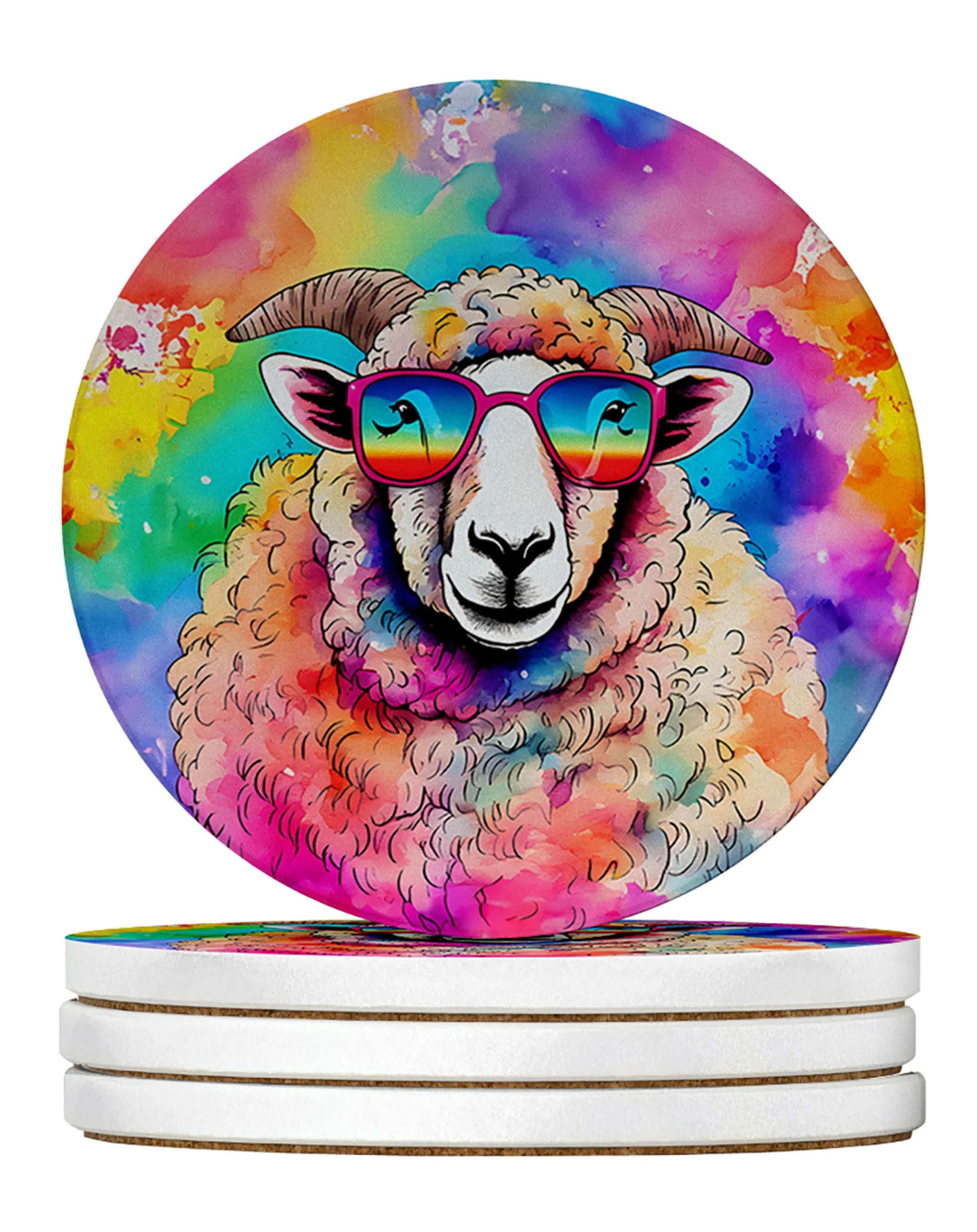Hippie Animals Large Sandstone Coasters