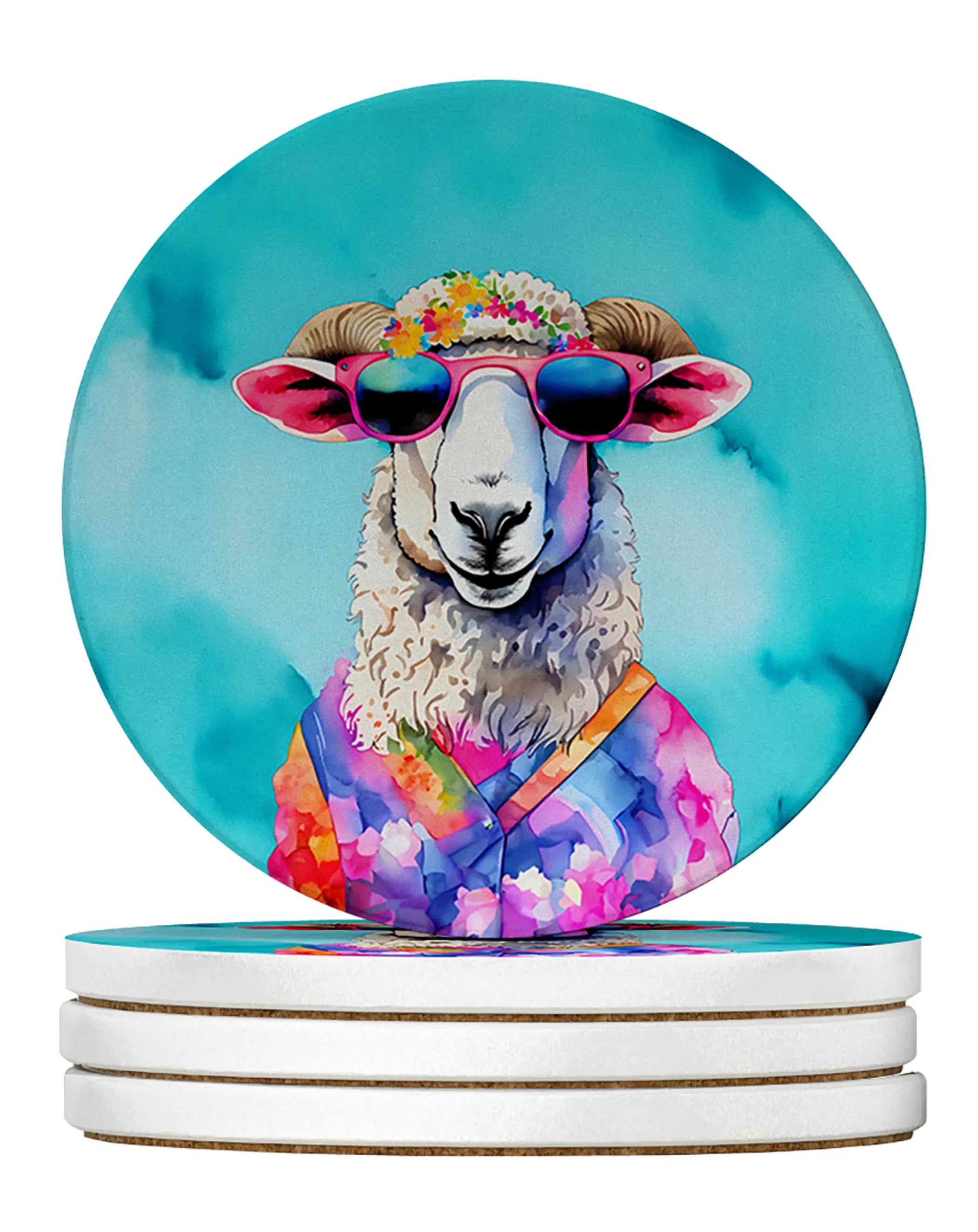 Hippie Animals Large Sandstone Coasters