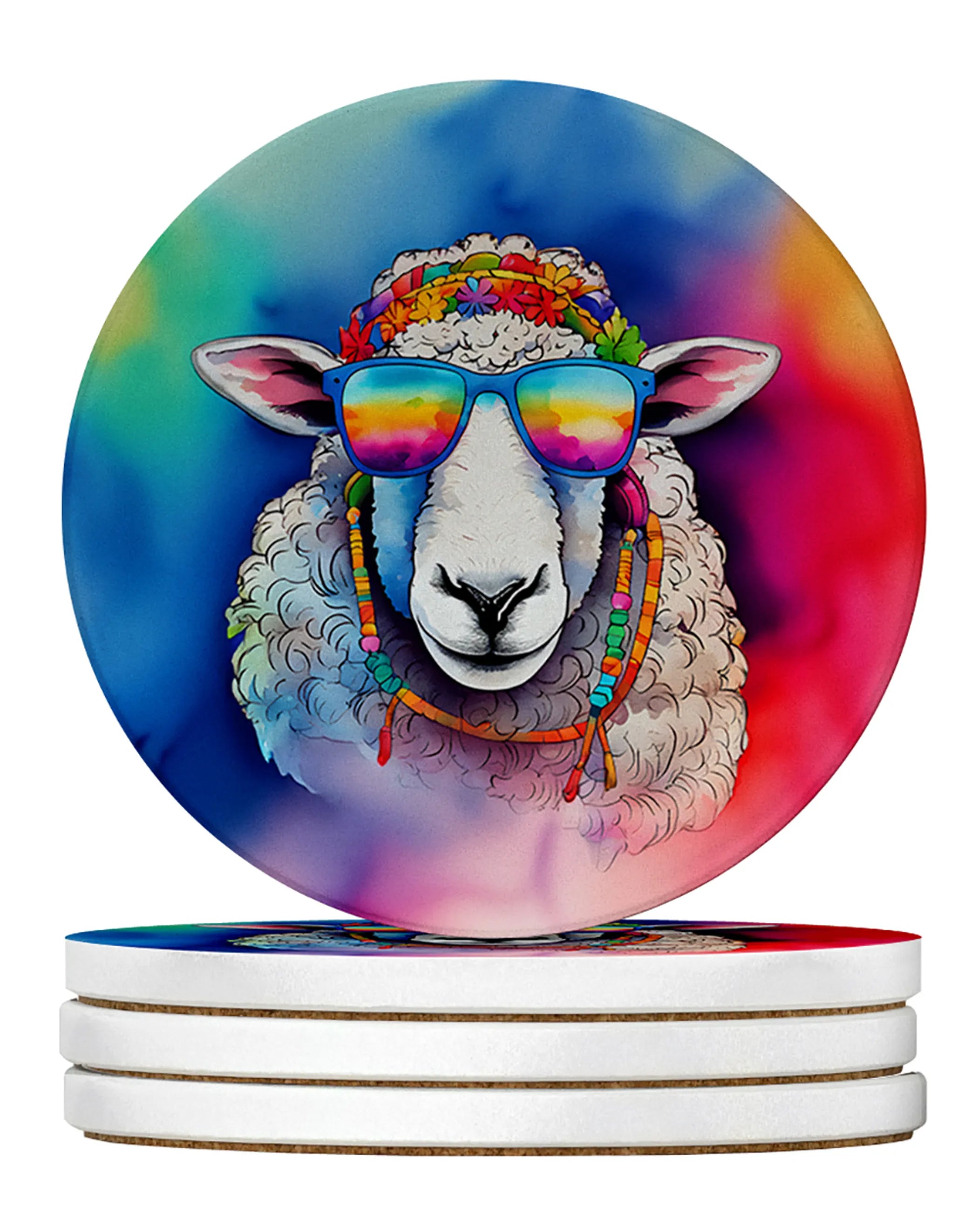 Hippie Animals Large Sandstone Coasters