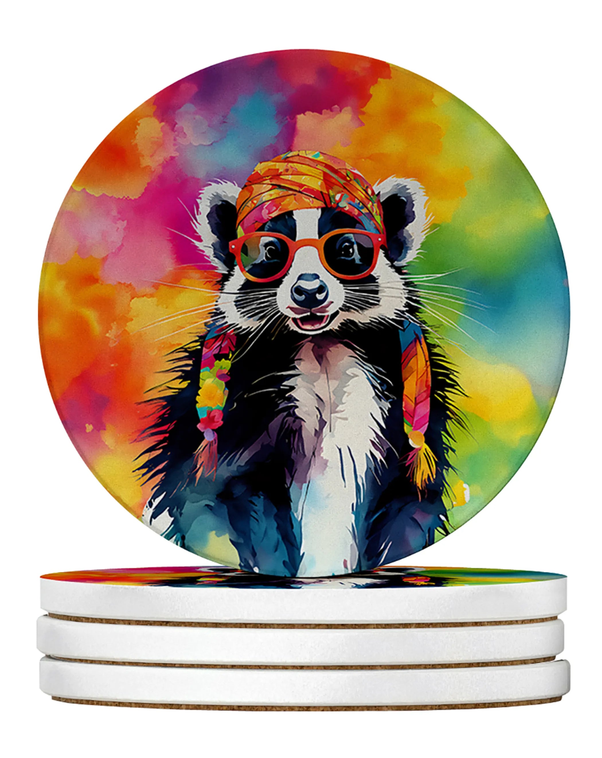 Hippie Animals Large Sandstone Coasters