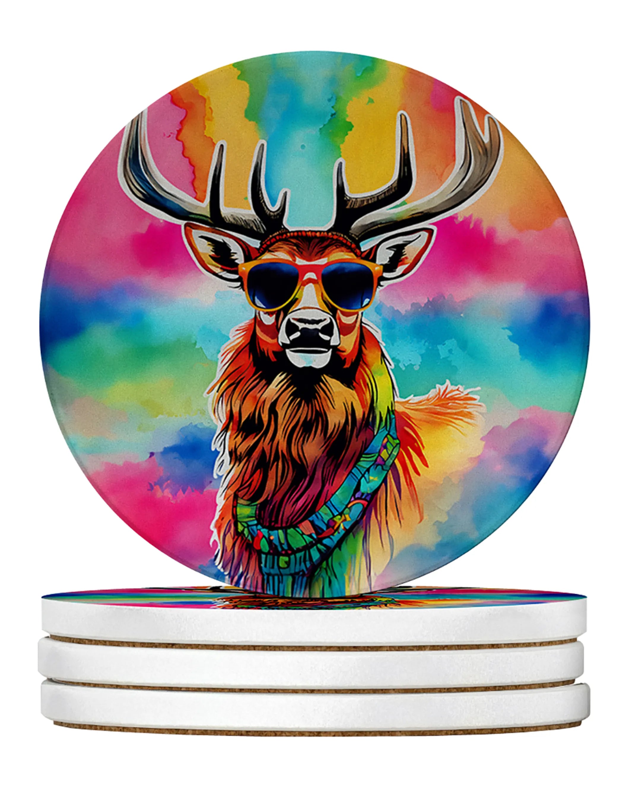 Hippie Animals Large Sandstone Coasters