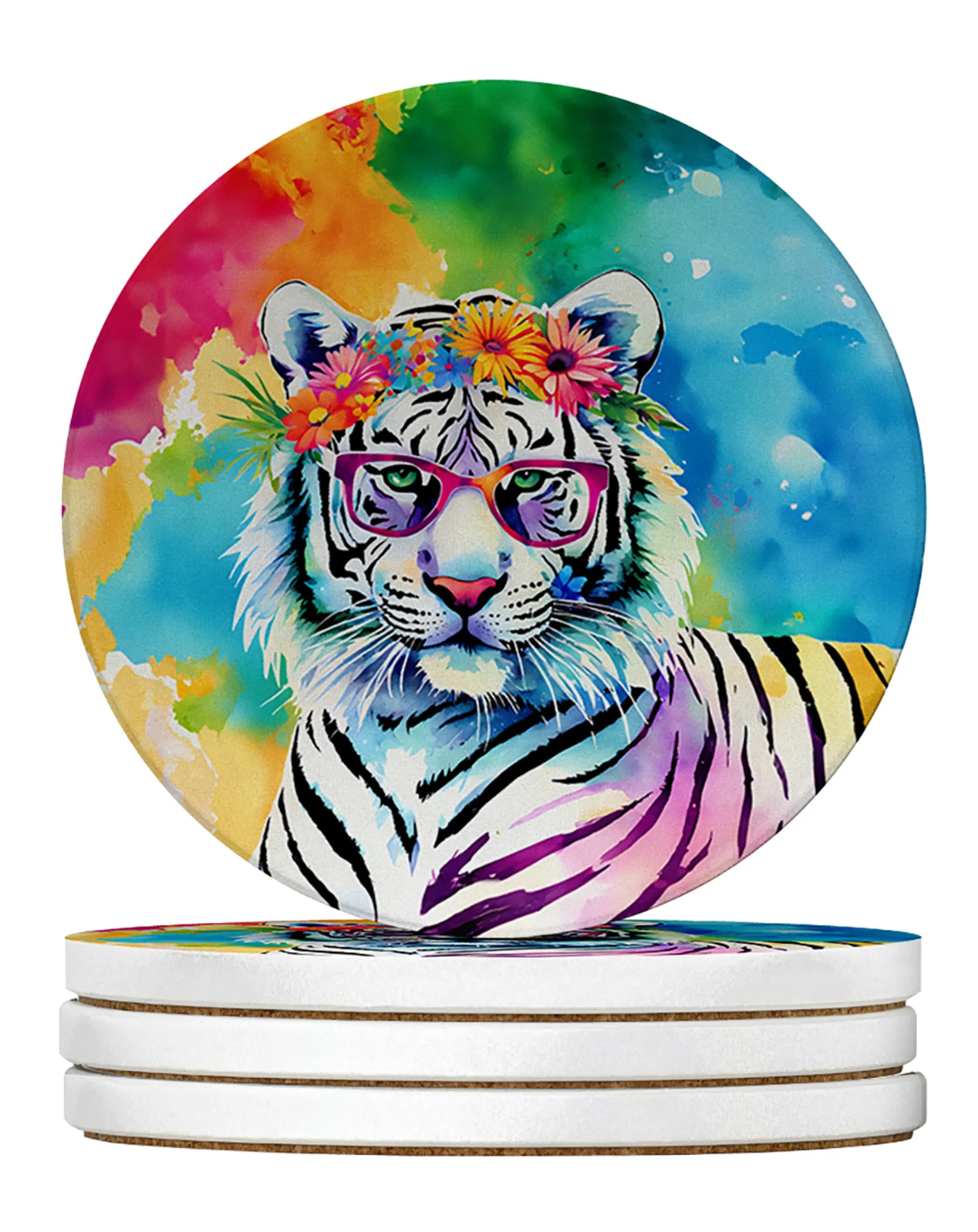 Hippie Animals Large Sandstone Coasters