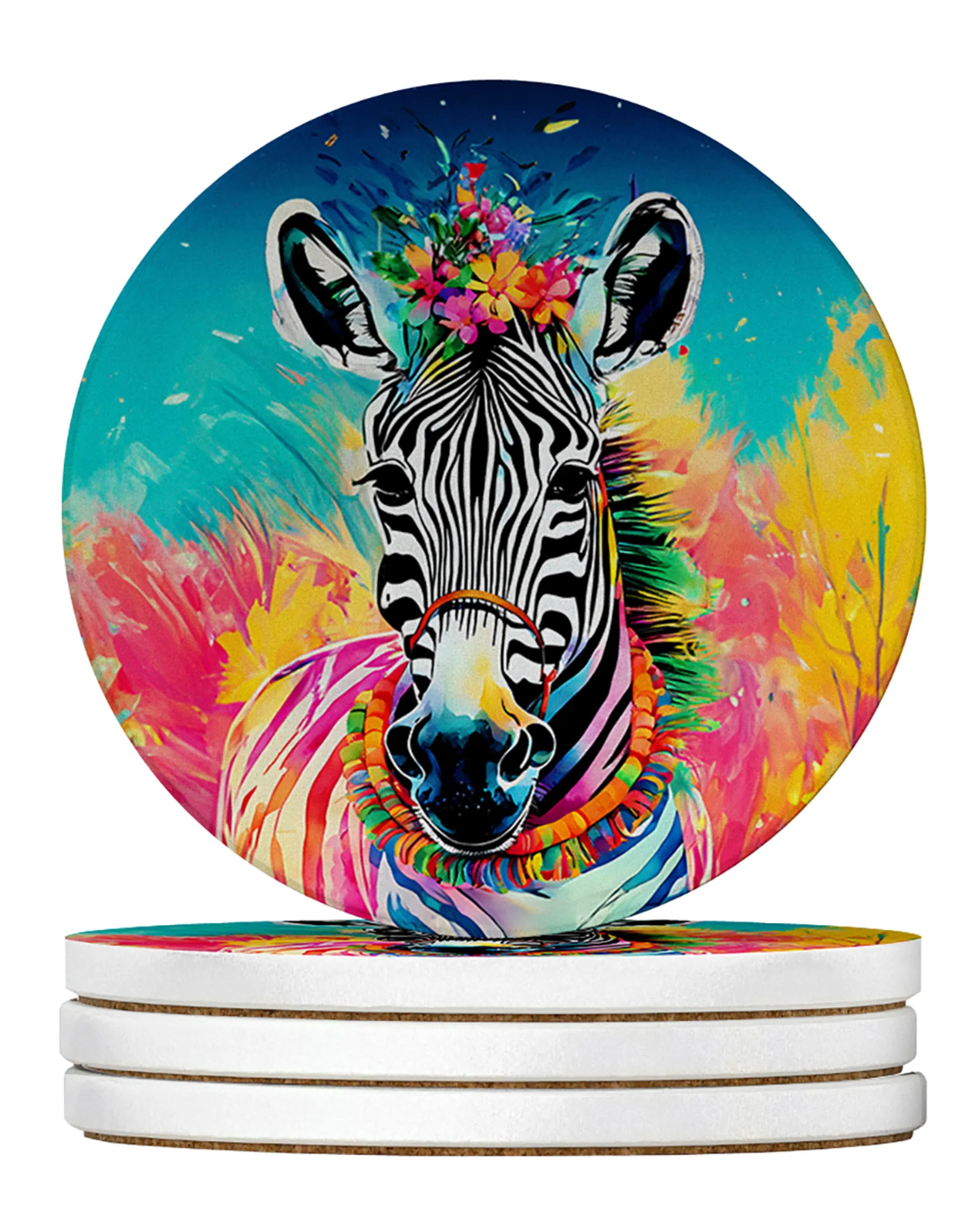 Hippie Animals Large Sandstone Coasters