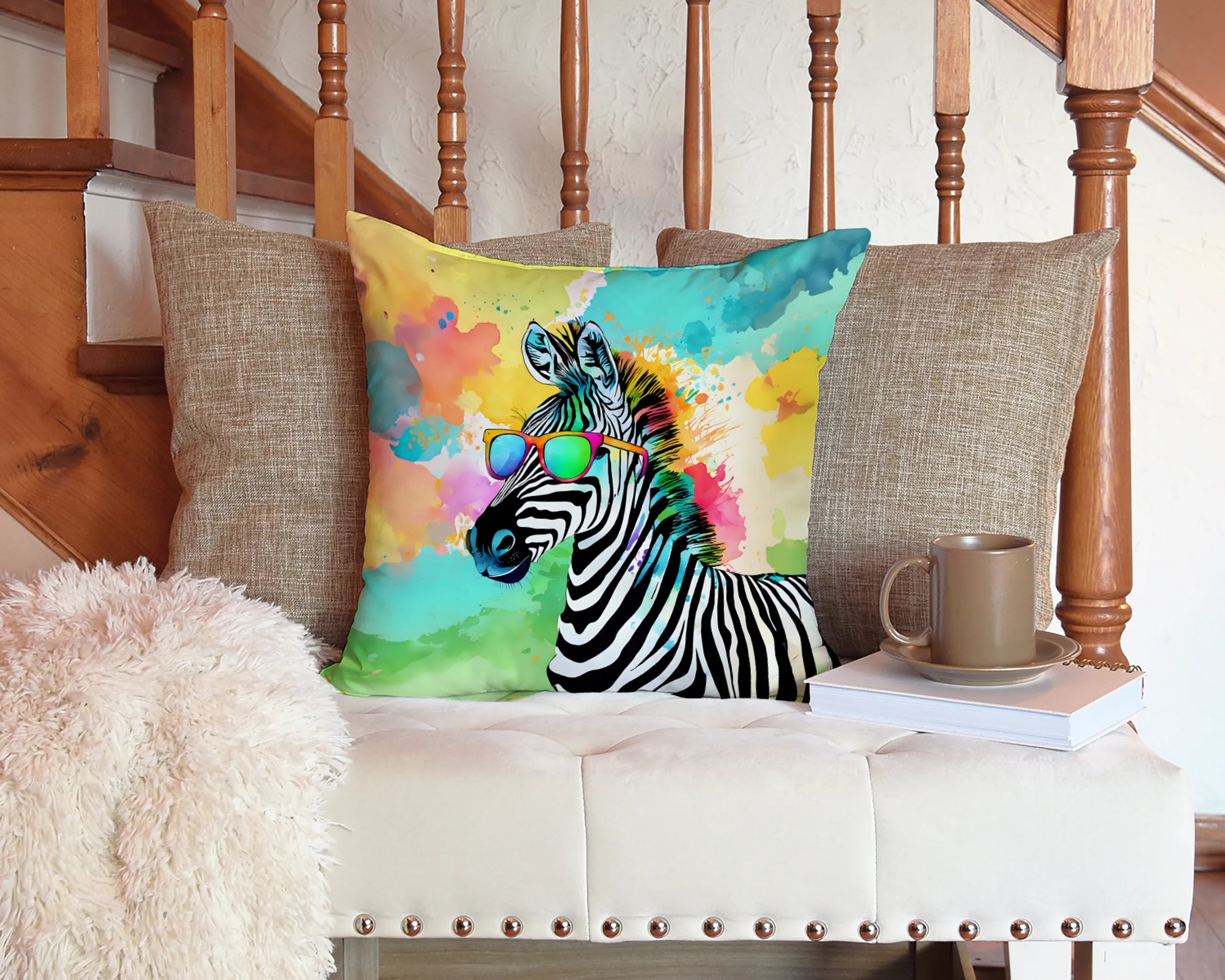 Hippie Animal Wolf Throw Pillow
