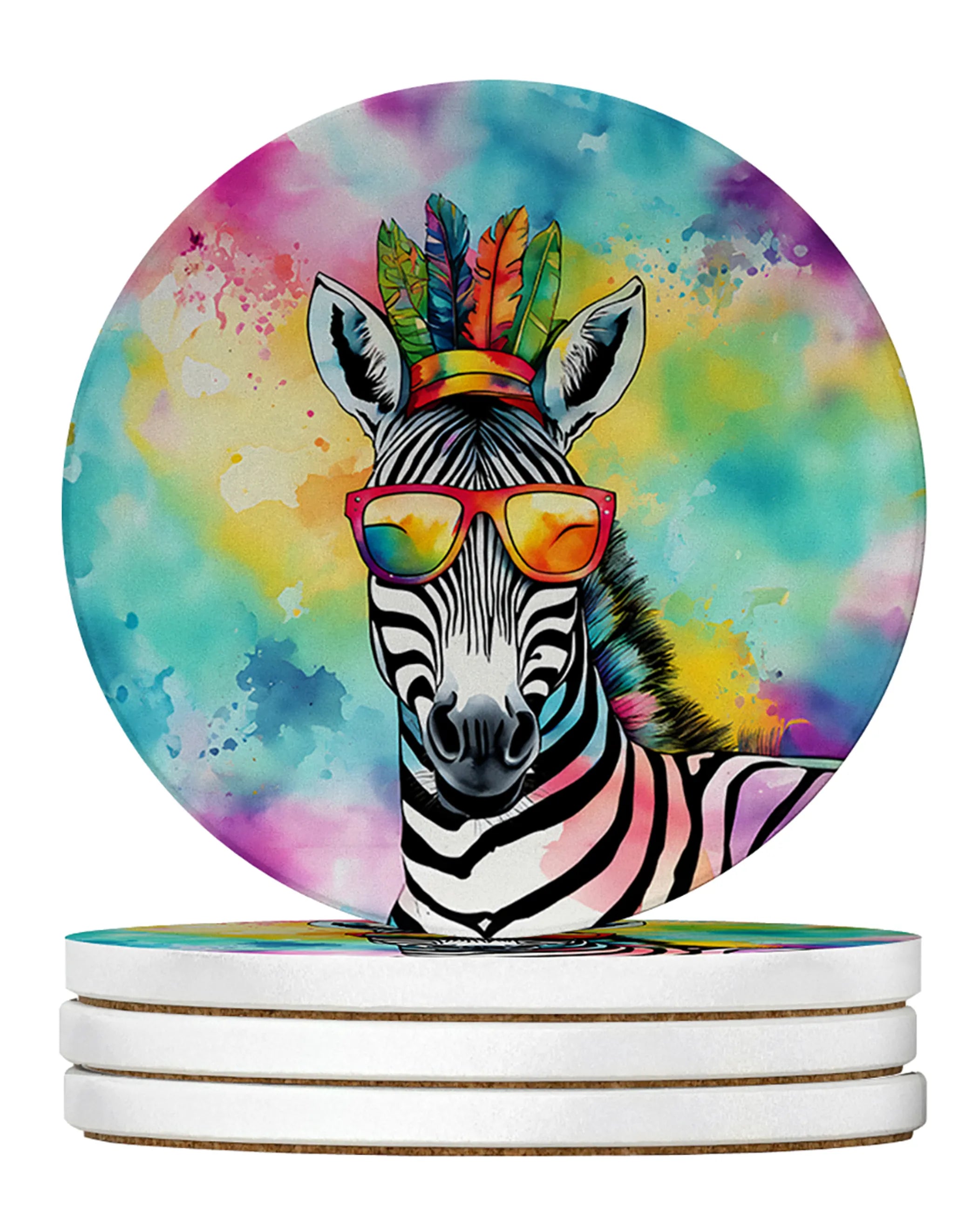 Hippie Animals Large Sandstone Coasters