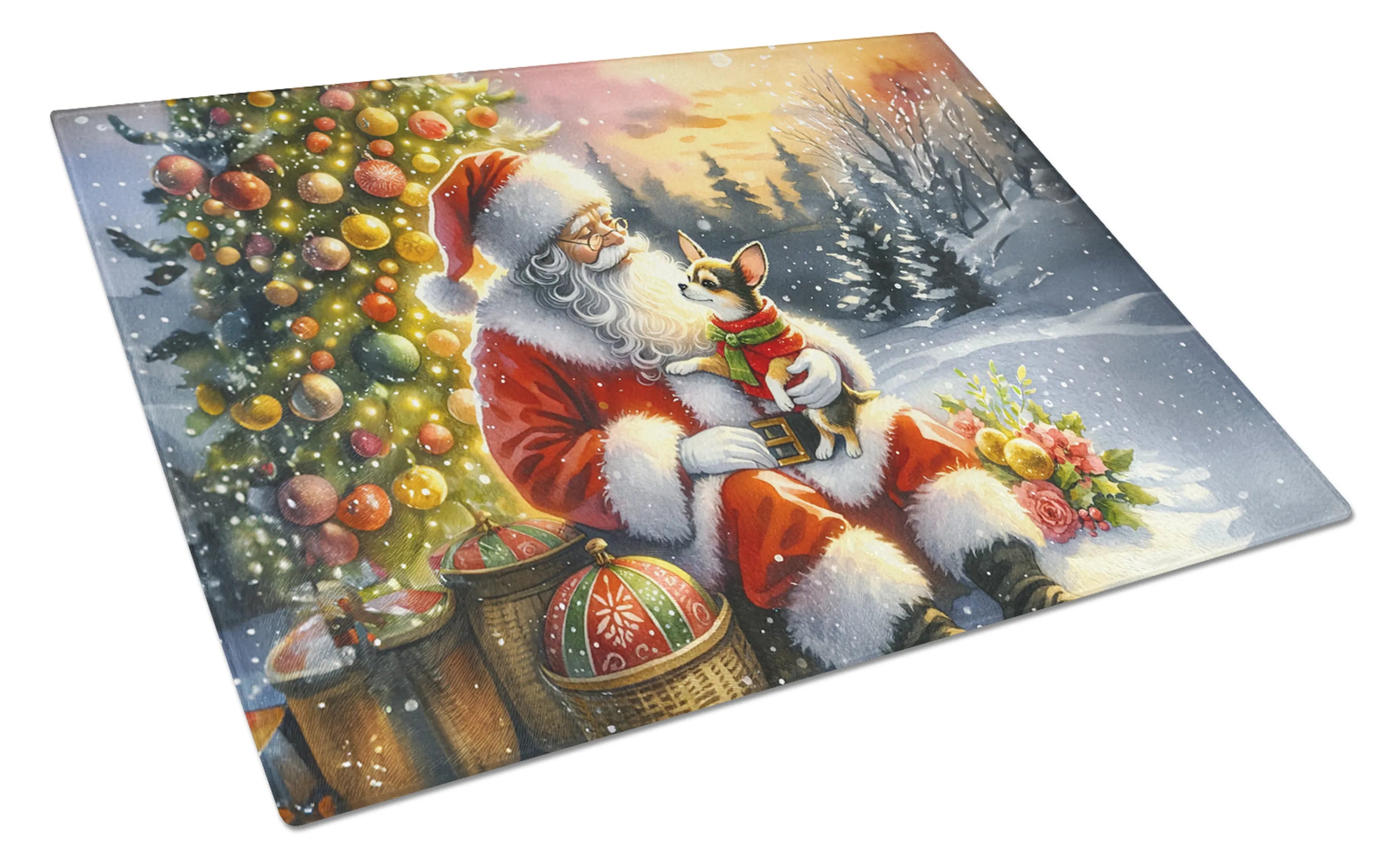 Moments with Santa Glass Cutting Board - Size: LARGE | Pack Of: 1 | Collection name: Moments with santa