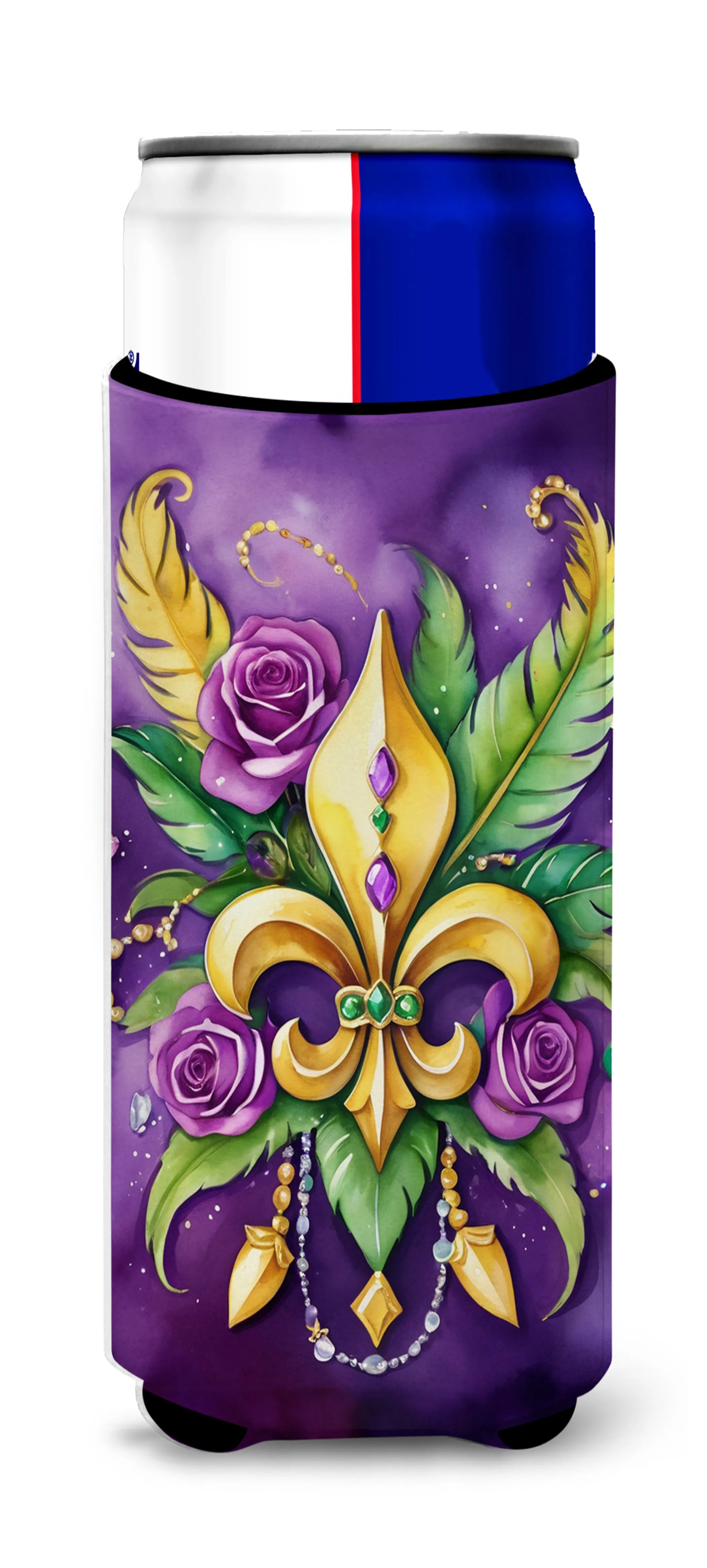 Mardi Gras 2024 Hugger for Ultra Slim Cans - Size: SLIM CAN | Pack Of: 1 | Collection name: Mardi gras 2024