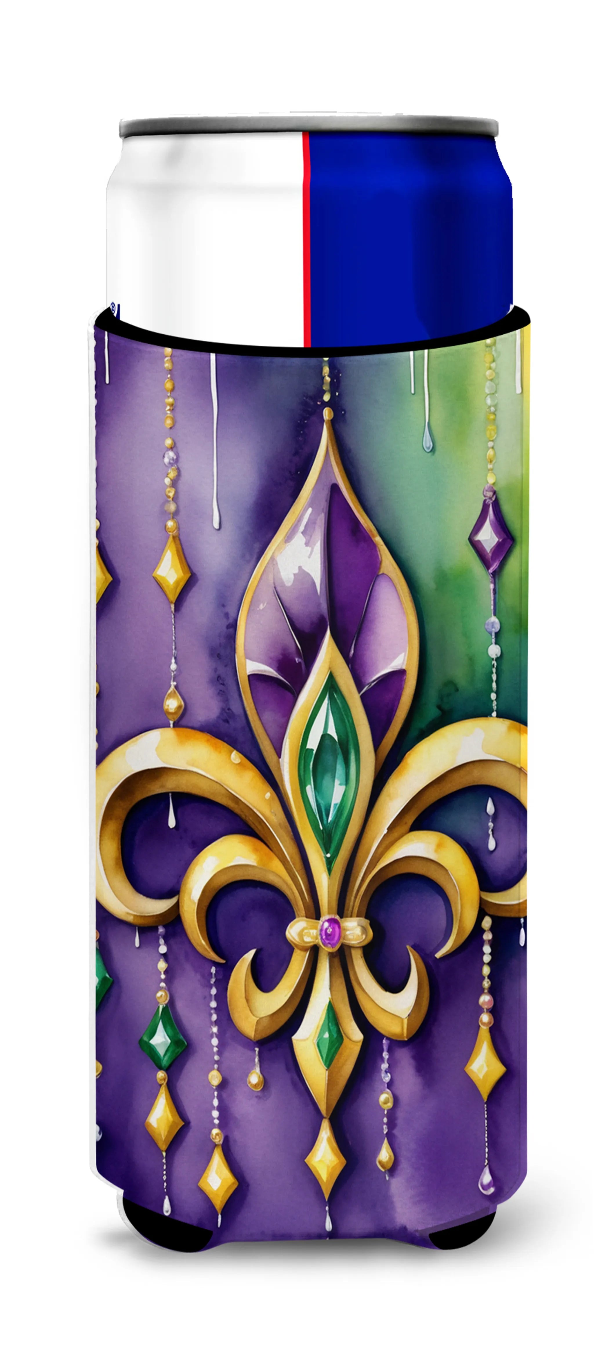 Mardi Gras 2024 Hugger for Ultra Slim Cans - Size: SLIM CAN | Pack Of: 1 | Collection name: Mardi gras 2024