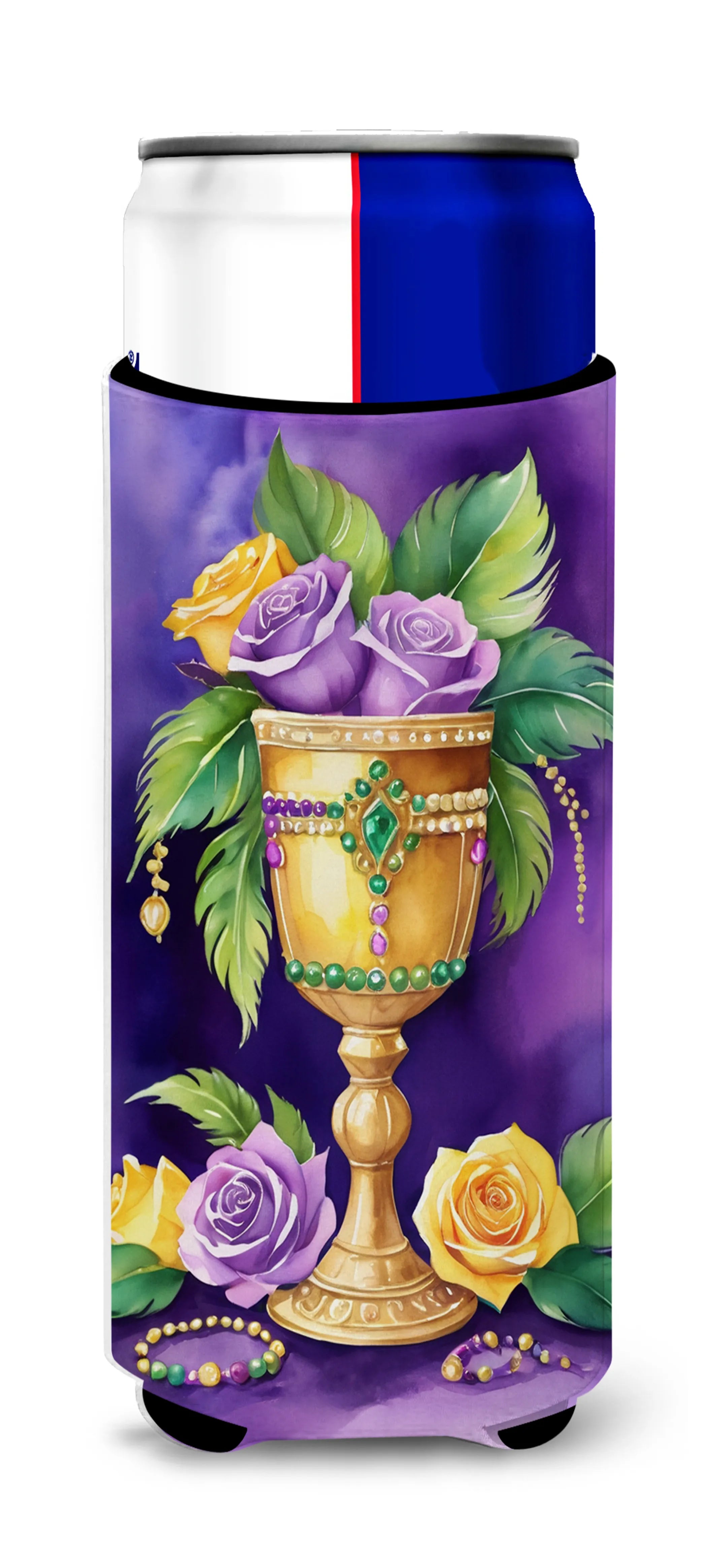 Mardi Gras 2024 Hugger for Ultra Slim Cans - Size: SLIM CAN | Pack Of: 1 | Collection name: Mardi gras 2024