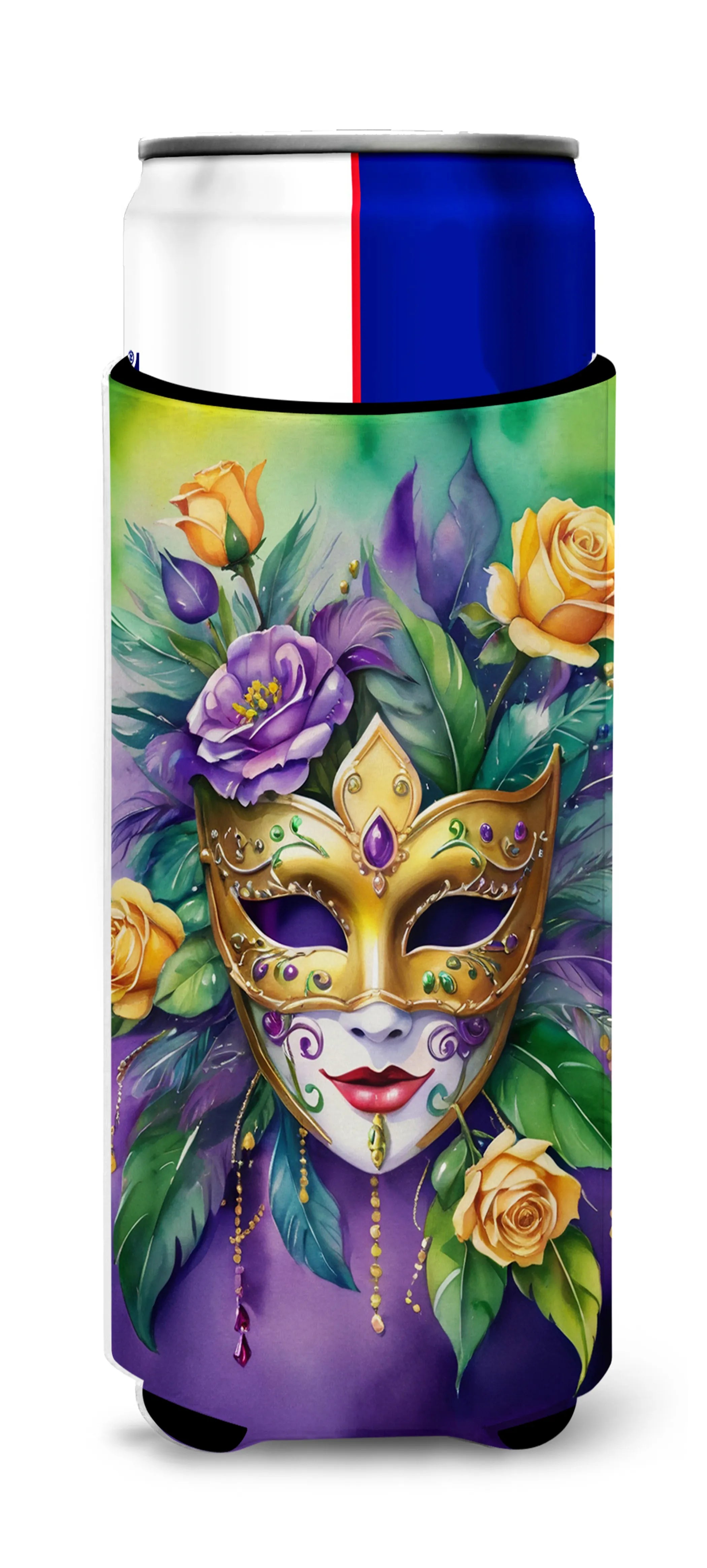 Mardi Gras 2024 Hugger for Ultra Slim Cans - Size: SLIM CAN | Pack Of: 1 | Collection name: Mardi gras 2024