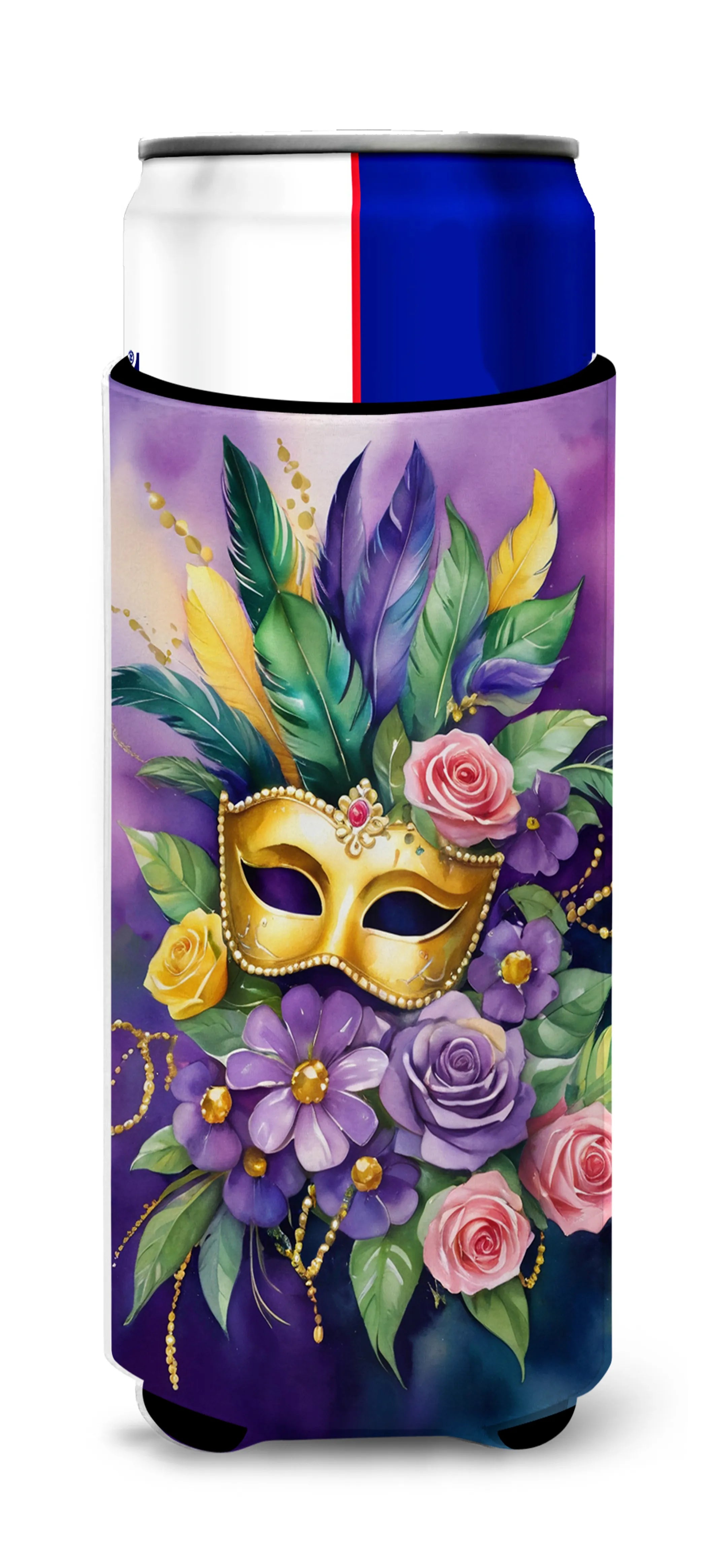Mardi Gras 2024 Hugger for Ultra Slim Cans - Size: SLIM CAN | Pack Of: 1 | Collection name: Mardi gras 2024