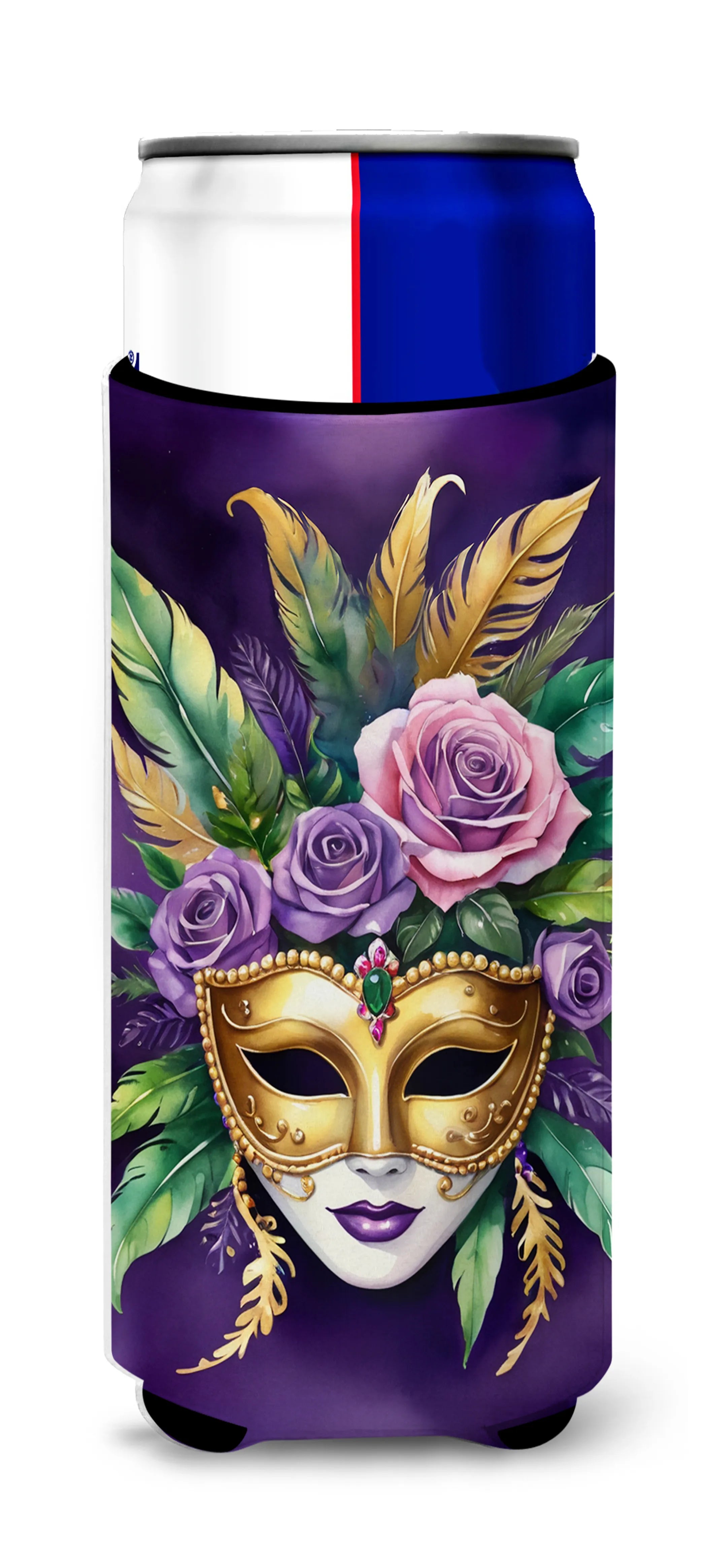 Mardi Gras 2024 Hugger for Ultra Slim Cans - Size: SLIM CAN | Pack Of: 1 | Collection name: Mardi gras 2024