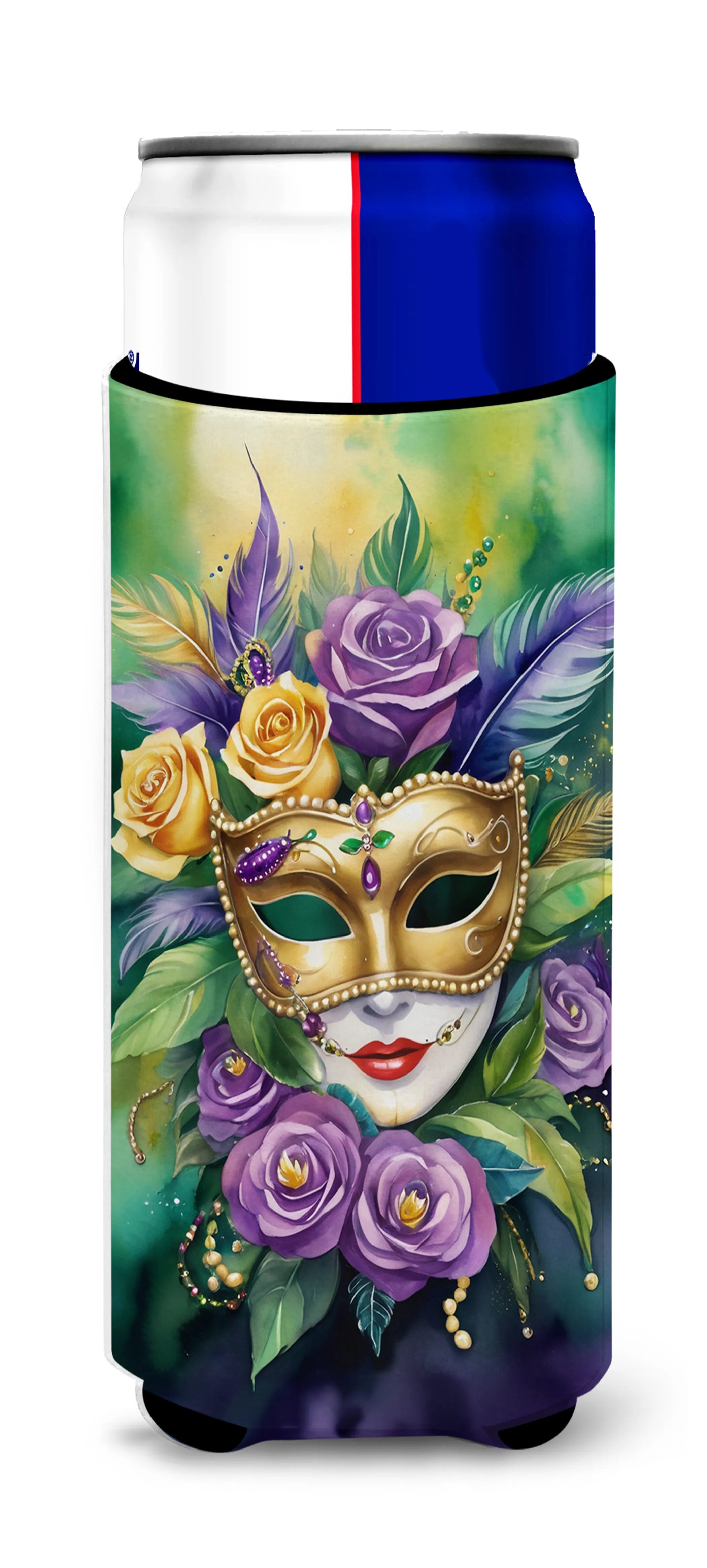 Mardi Gras 2024 Hugger for Ultra Slim Cans - Size: SLIM CAN | Pack Of: 1 | Collection name: Mardi gras 2024