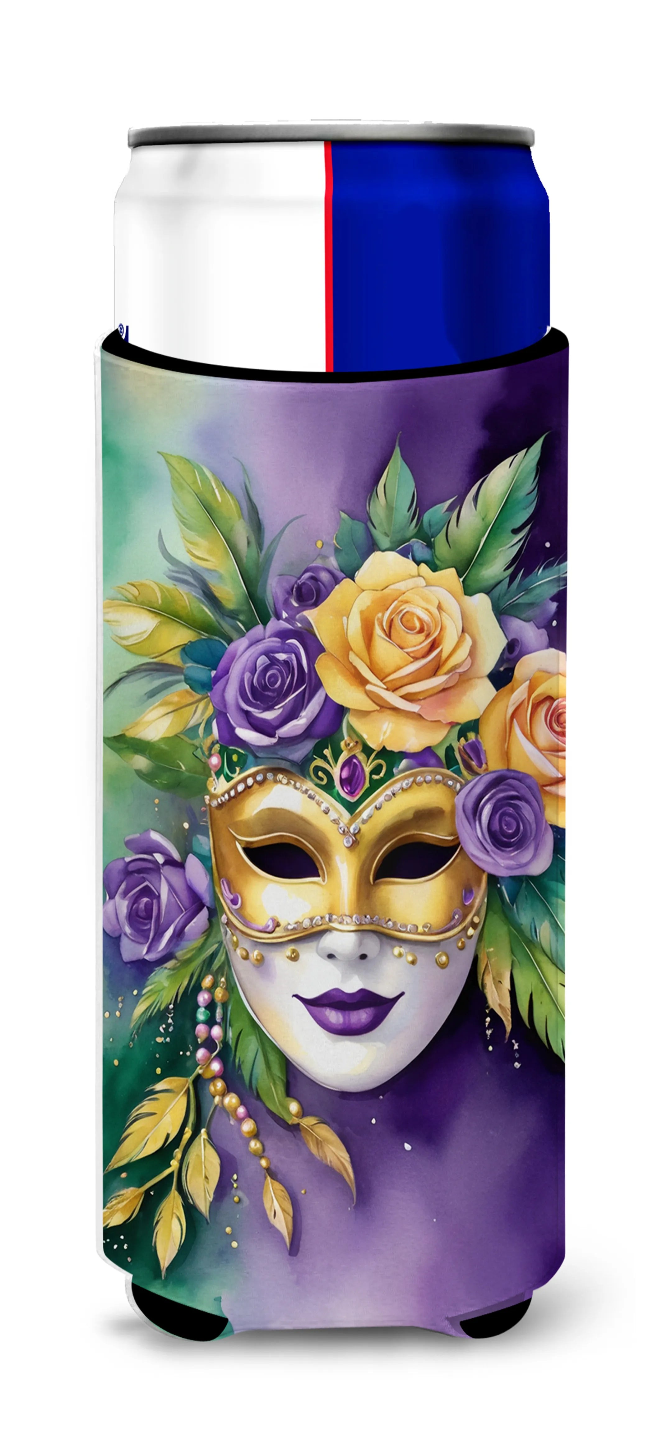 Mardi Gras 2024 Hugger for Ultra Slim Cans - Size: SLIM CAN | Pack Of: 1 | Collection name: Mardi gras 2024