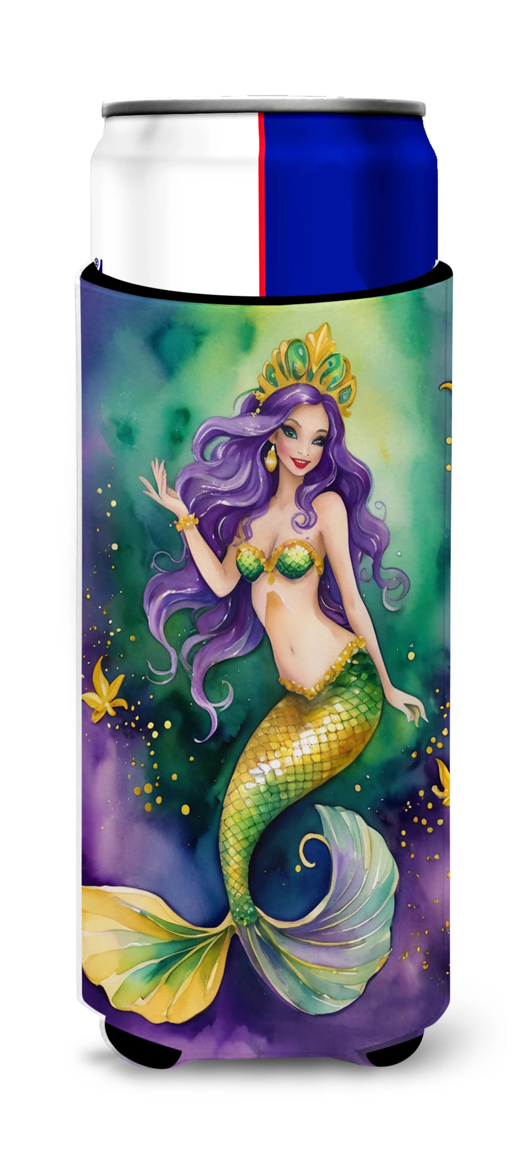 Mardi Gras 2024 Hugger for Ultra Slim Cans - Size: SLIM CAN | Pack Of: 1 | Collection name: Mardi gras 2024