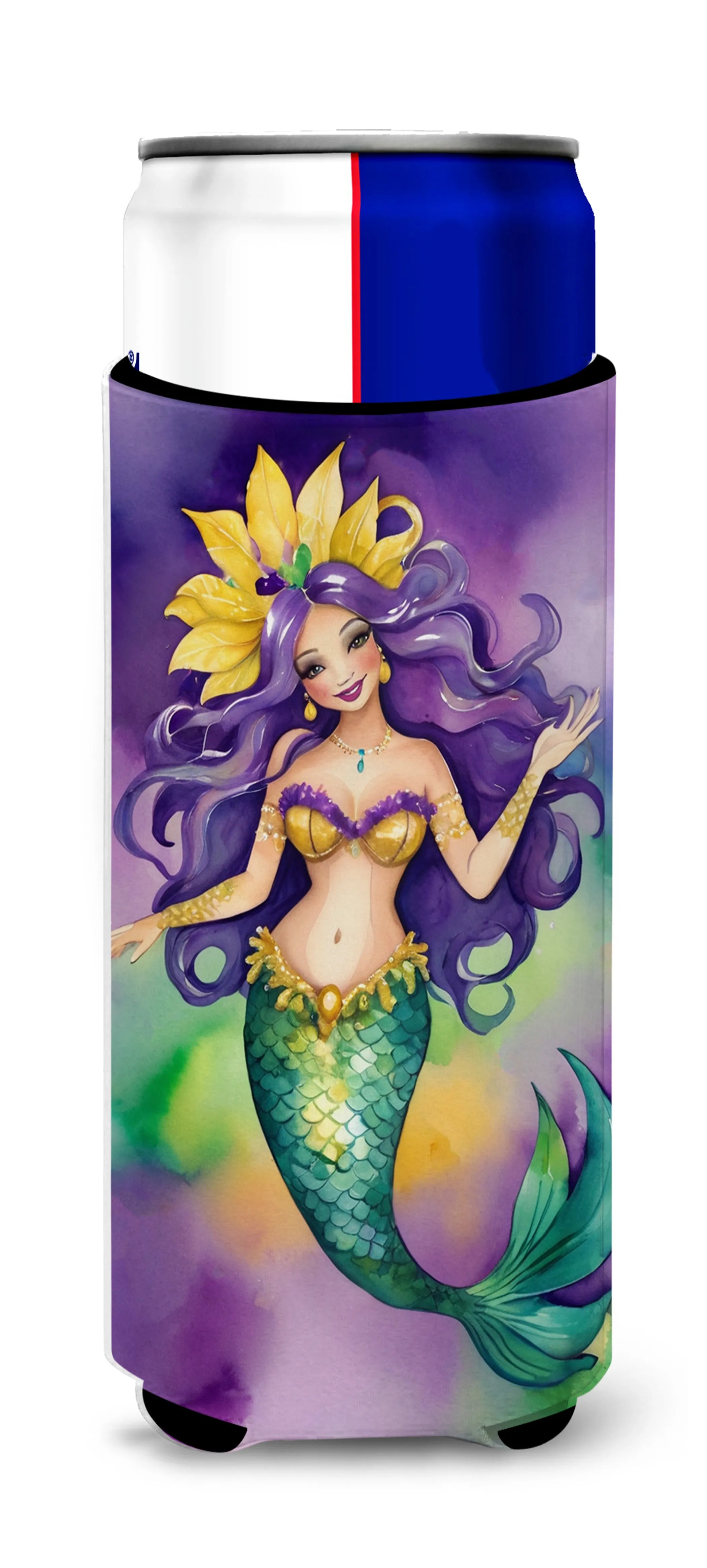 Mardi Gras 2024 Hugger for Ultra Slim Cans - Size: SLIM CAN | Pack Of: 1 | Collection name: Mardi gras 2024