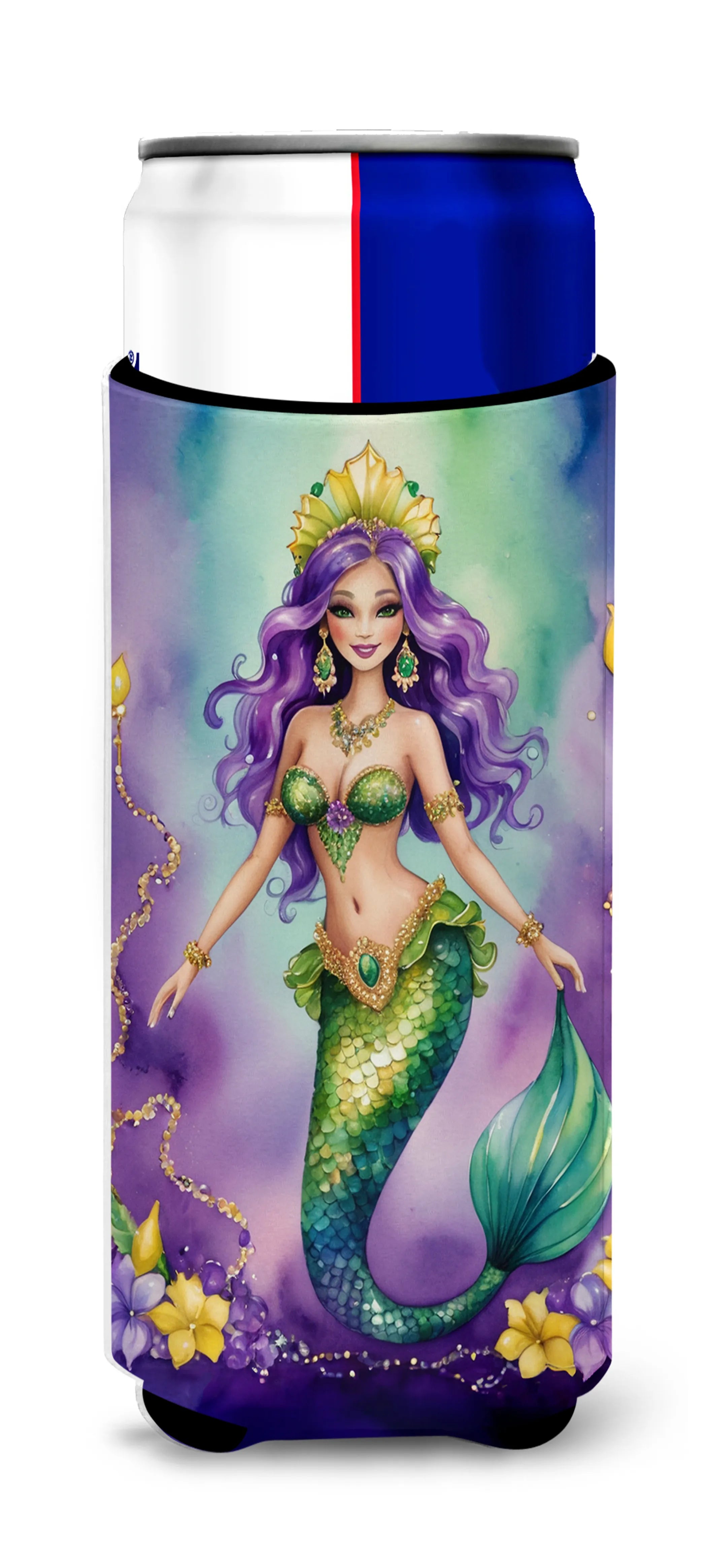 Mardi Gras 2024 Hugger for Ultra Slim Cans - Size: SLIM CAN | Pack Of: 1 | Collection name: Mardi gras 2024