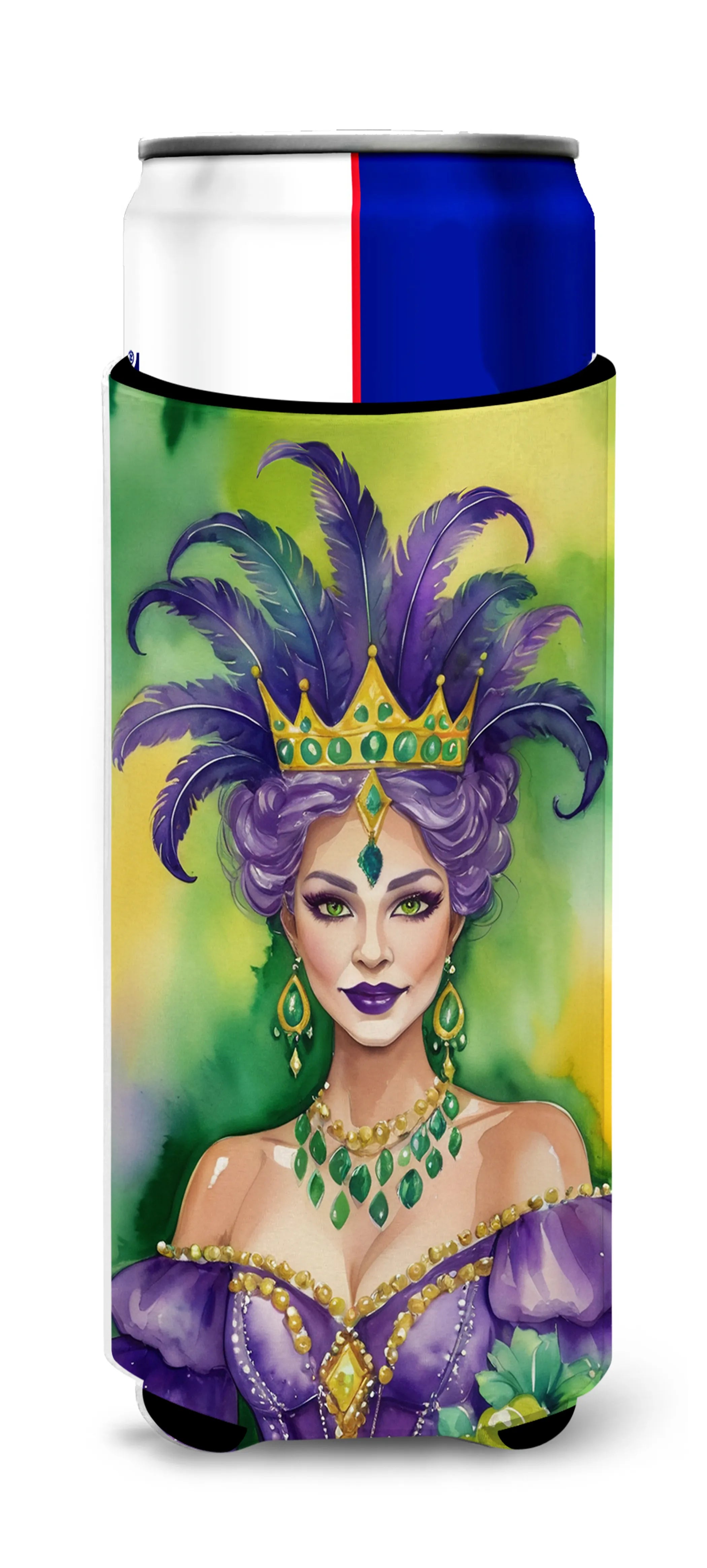 Mardi Gras 2024 Hugger for Ultra Slim Cans - Size: SLIM CAN | Pack Of: 1 | Collection name: Mardi gras 2024